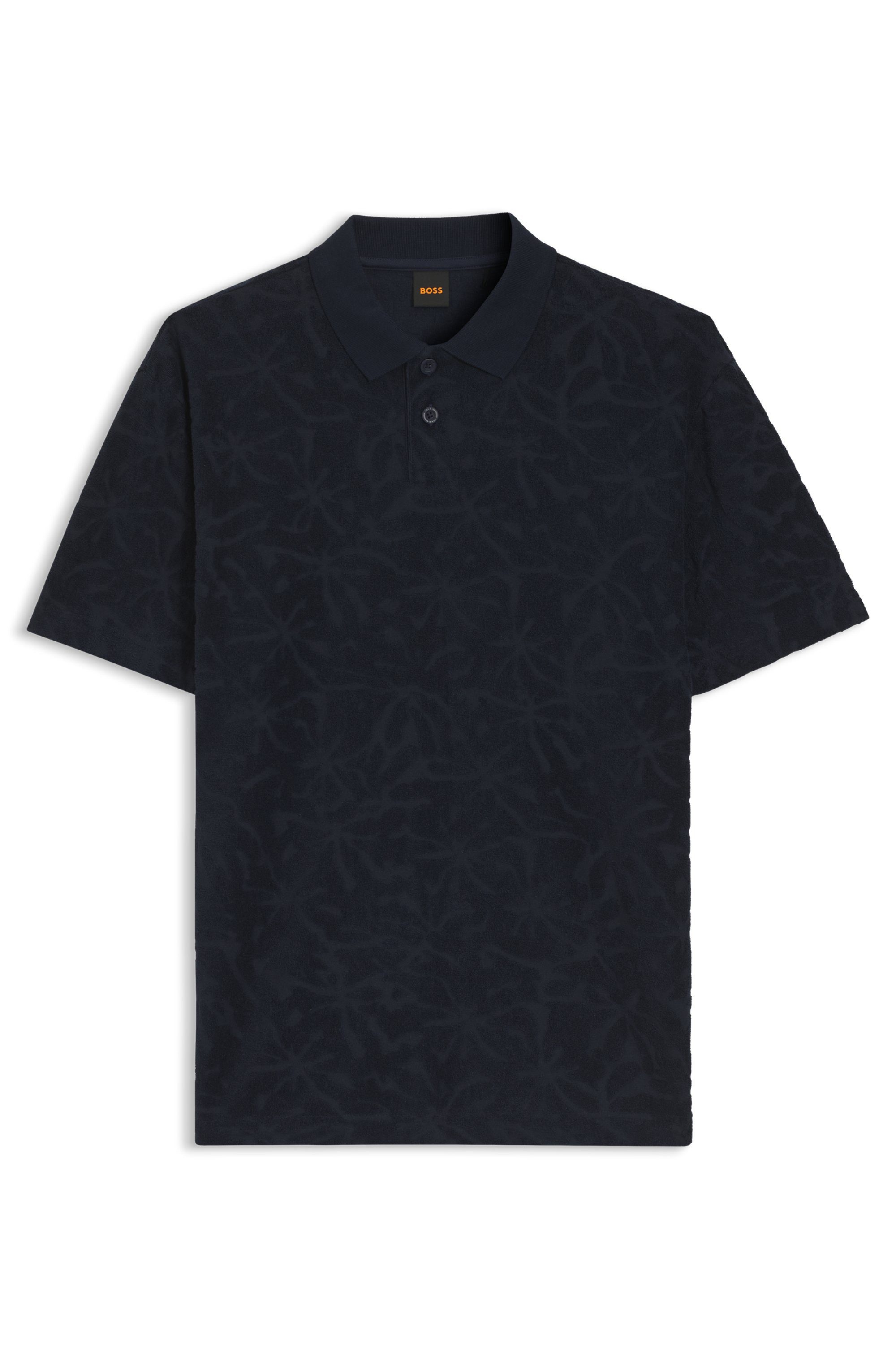 BOSS ORANGE Poloshirt florales Jacquardmuster, Baumwollfrottee, Relaxed Fit – Bild 4 von 5