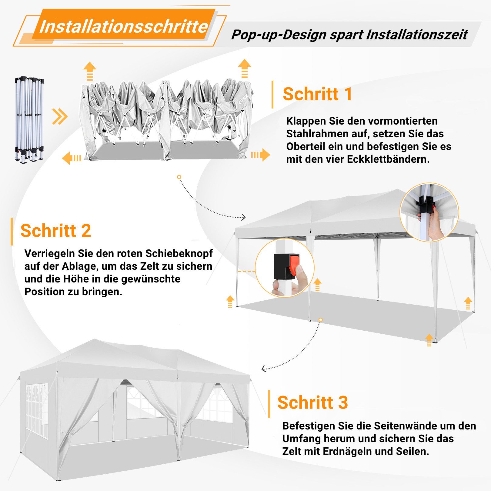 LUCKZON Pavillon 3x6m, Faltbar Pavillon Wasserdicht, günstig online kaufen