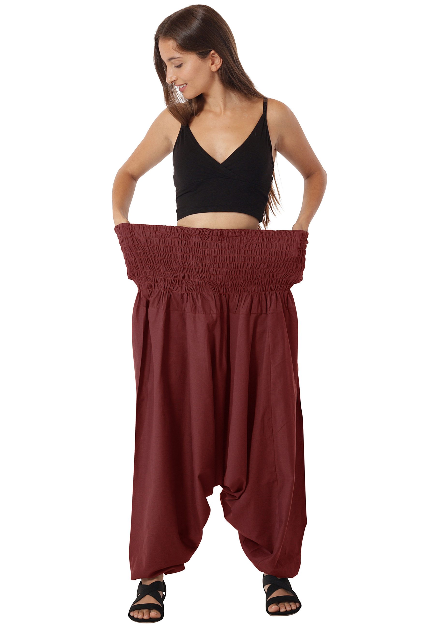 Leucht-Welten Haremshose Extragroße Haremshose XXL Aladinhose für Damen und Herren Rot Pumphose aus Baumwolle