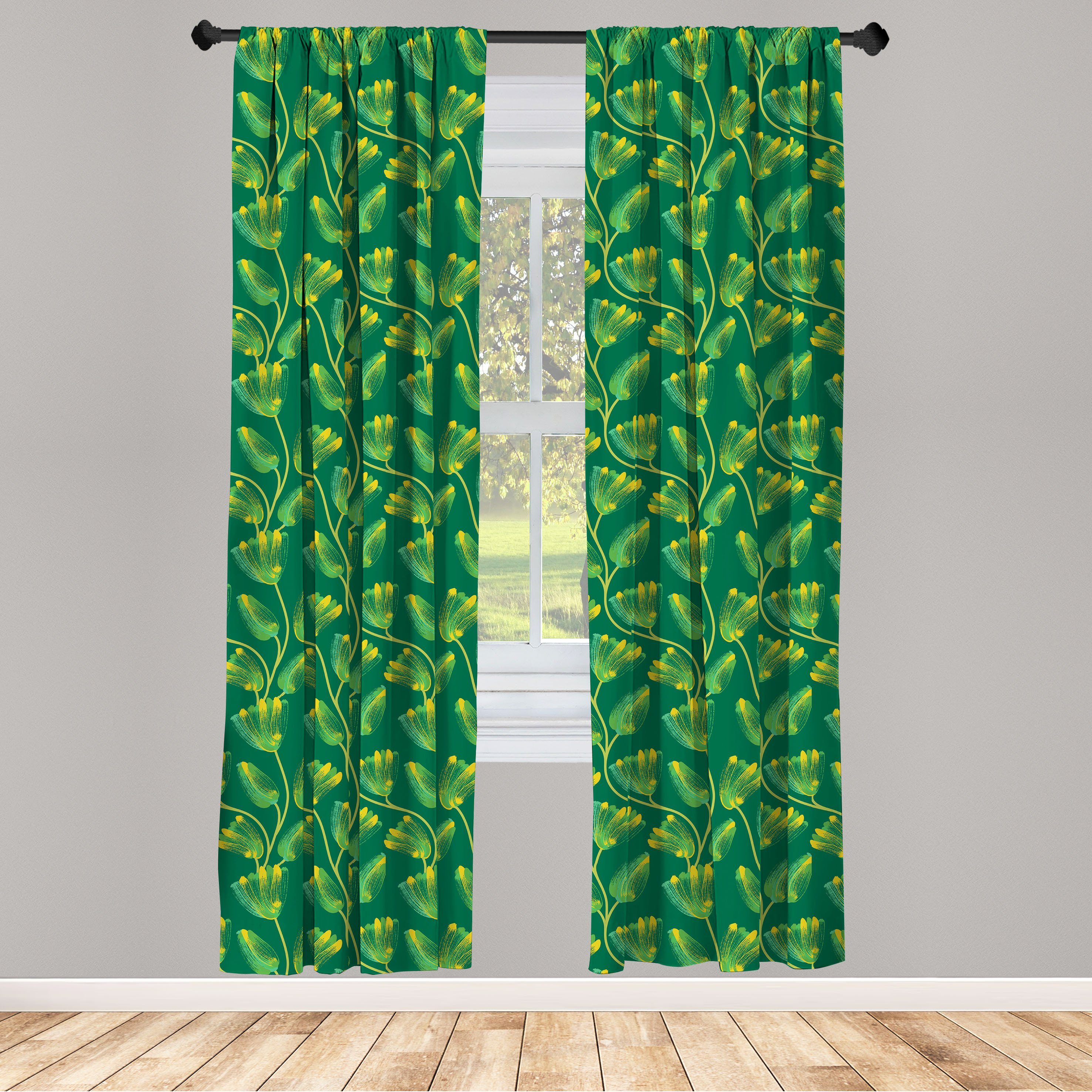 Gardine Vorhang für Wohnzimmer Schlafzimmer Dekor, Abakuhaus, Microfaser, Garten Herb mit Farbe Fleck-Effekt