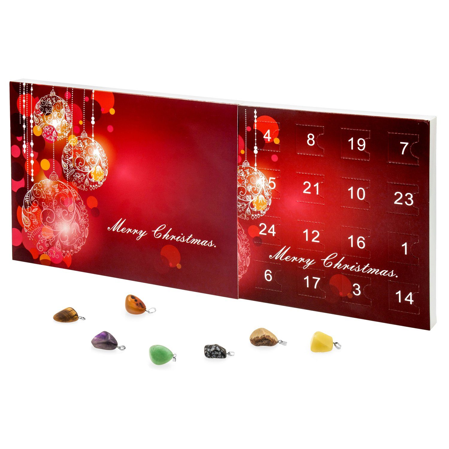 VALIOSA Schmuck-Adventskalender Merry Christmas Mode-Schmuck Календарі aus Halb-Edelstein (24-tlg), 24-teilig (1 Set)