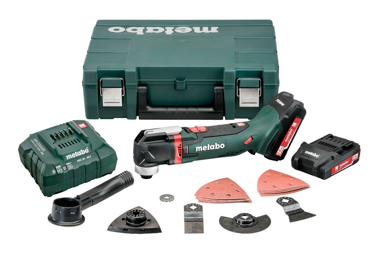 metabo Akku-Multischleifer MT 18 LTX Compact, 18000 U/min, Multitool 2 x 2 Ah Li-Ion im Kunststoffkoffer