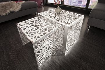 riess-ambiente Couchtisch ABSTRACT 49cm silber (Set, 2-St), Wohnzimmer · Metall · eckig · Handarbeit · Gap Design · Modern