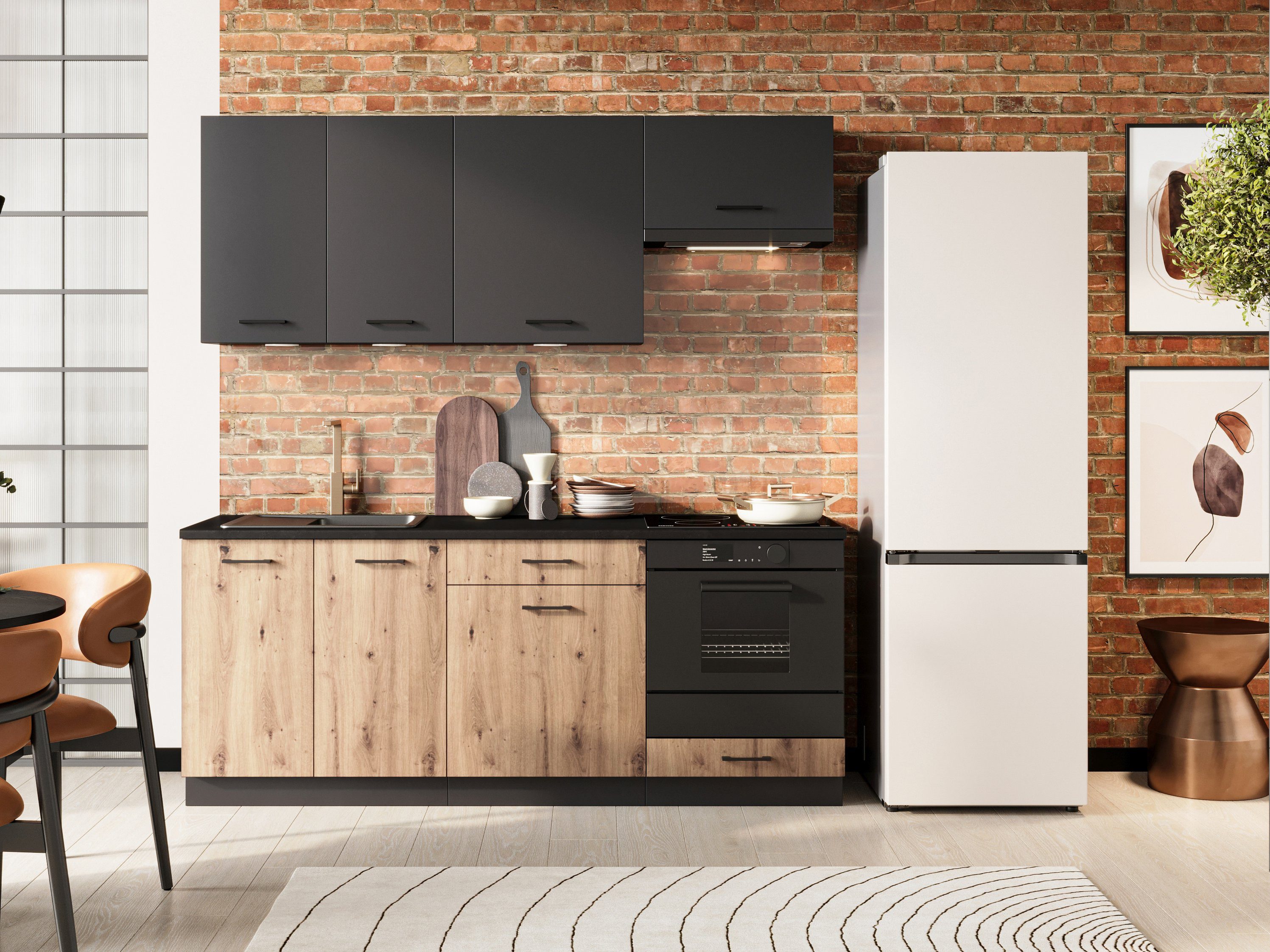 Möbel für Dich Küchenzeile Moderne Einbauküche ANIKA 200 cm, 6-teilig