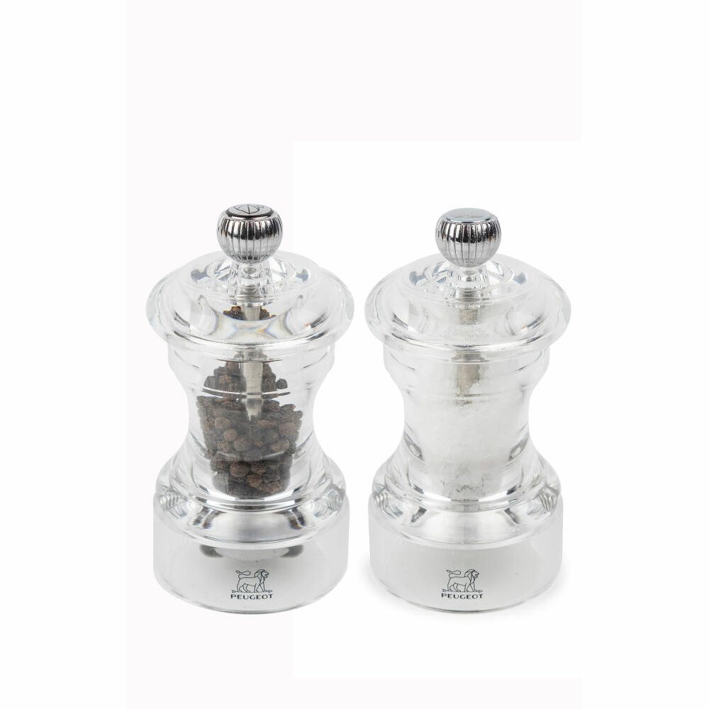 PEUGEOT Salz-/Pfeffermühle Mühlenset BISTRO 10cm Acryl Pfeffermühle Salzmühle Transparent Stahl Manuell