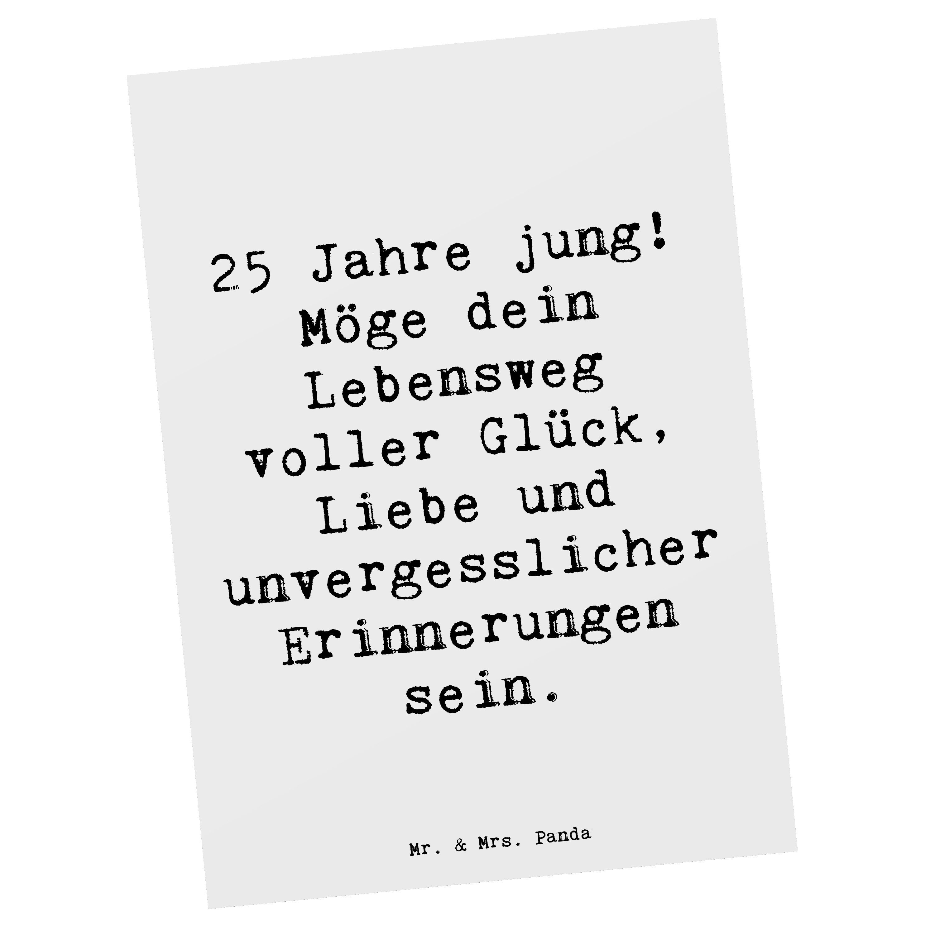 Mr. & Mrs. Panda Postkarte Spruch 25. Geburtstag Glück, Postkarte, Weiß, Fotokarte, Grußkarte, A, Handgefertigt Feier Meilenstein