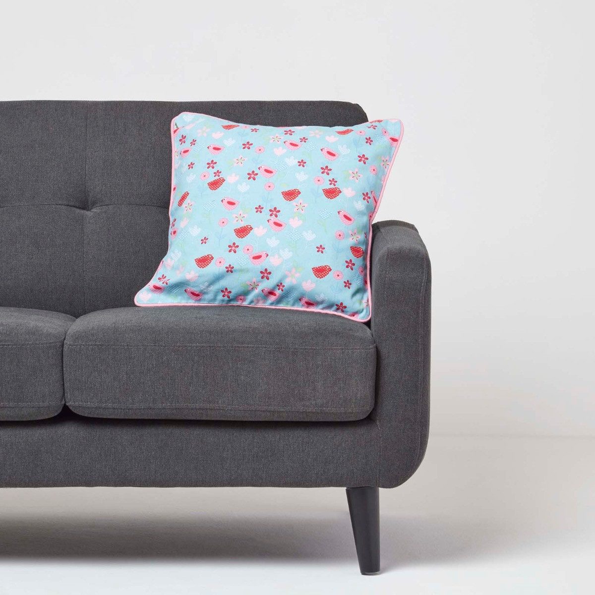 Homescapes Kissenhülle Baumwoll-Kissenbezug mit Blumen- und Vogel-Druck, 45 günstig online kaufen