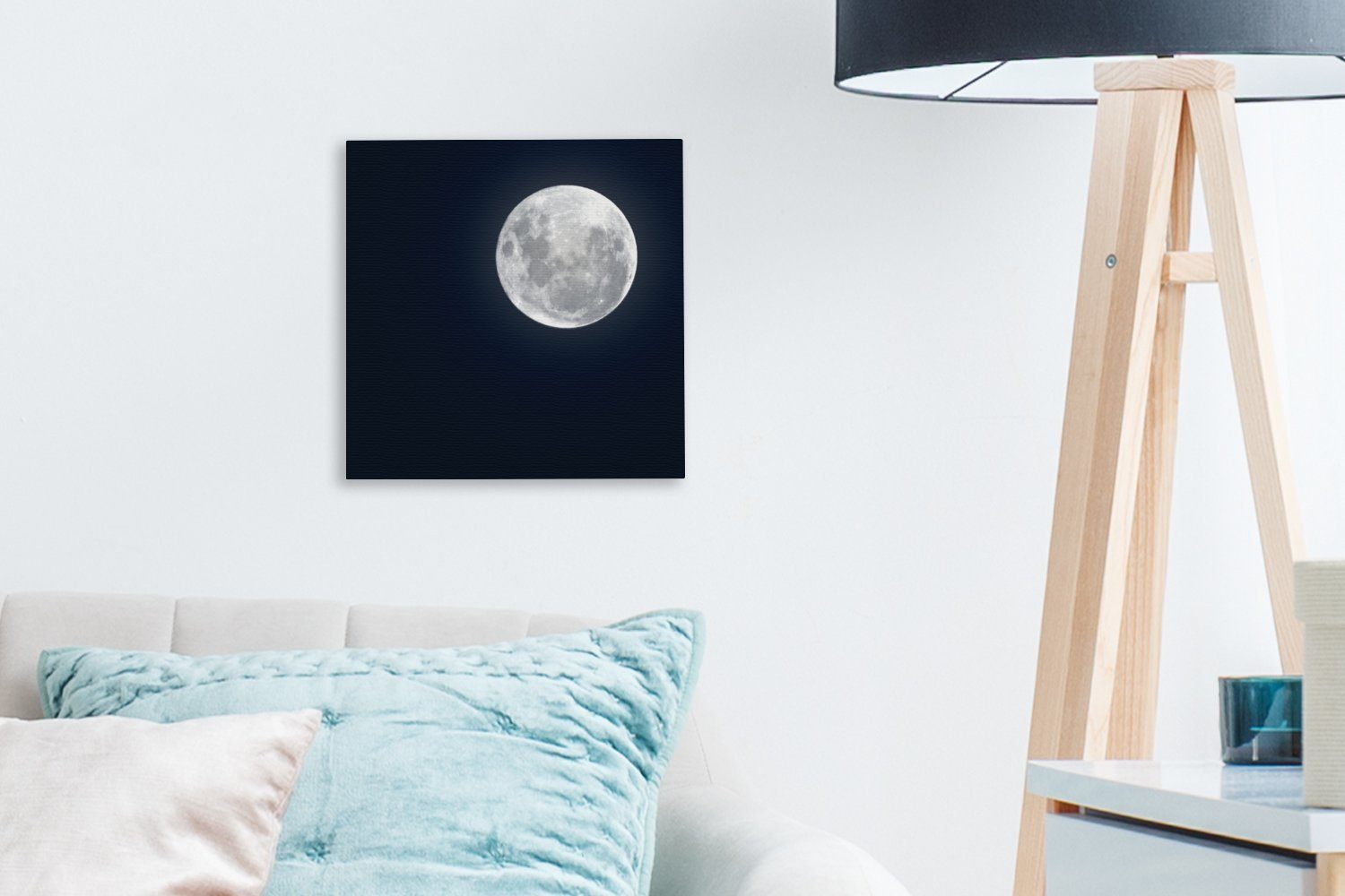Leinwandbild Bilder Schlafzimmer Mond Leinwand - - (1 St), Wohnzimmer für Himmel Nacht, OneMillionCanvasses®