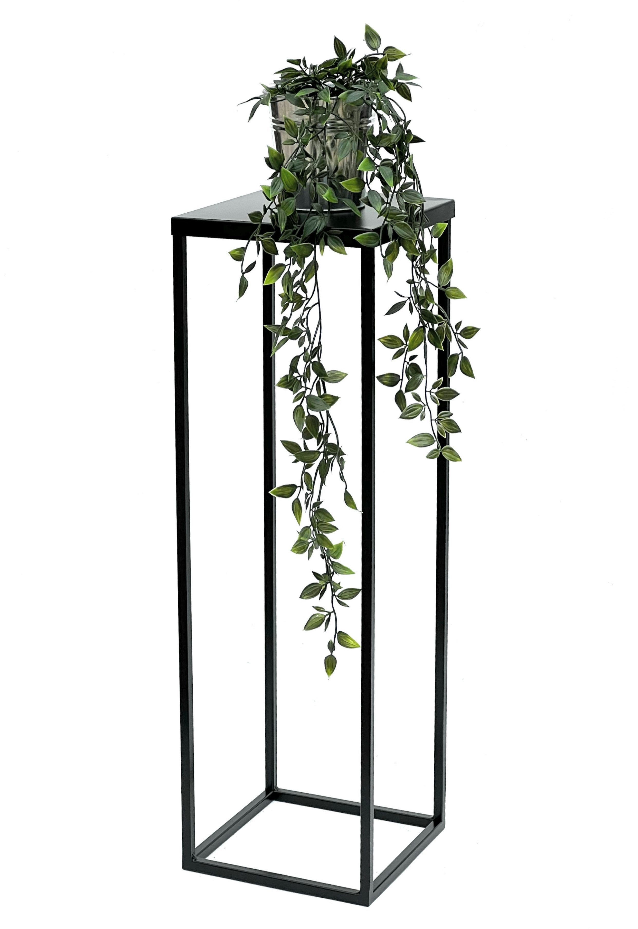 DanDiBo Blumenhocker Metall Schwarz 70 cm Eckig Blumenhocker Beistelltisch FRA-005, Blumensäule Modern Pflanzenständer Pflanzenhocker