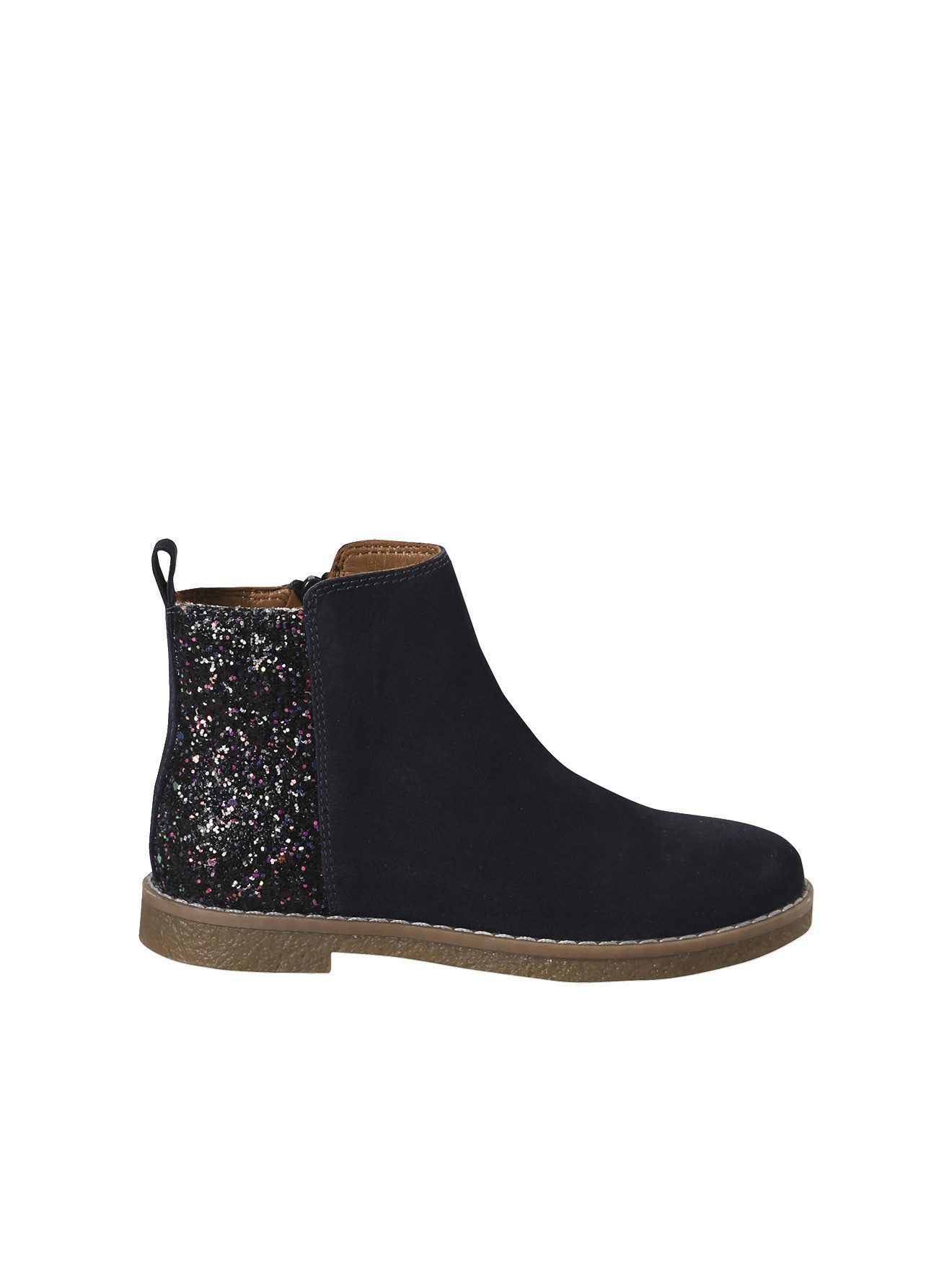 Mädchen Lederboots mit Glitzer & Anziehtrick Schnürboots