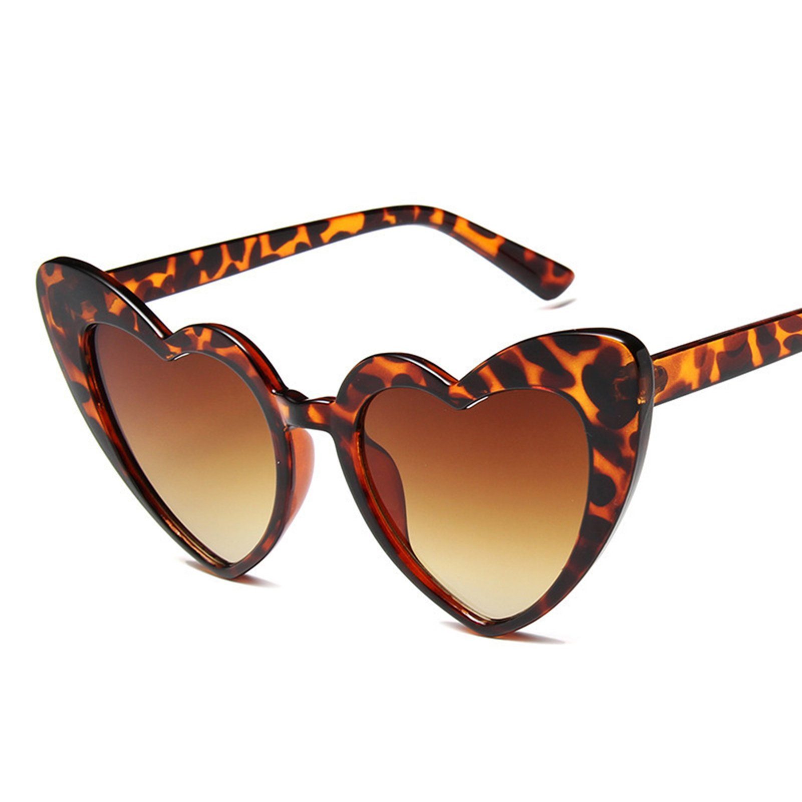Blusmart Retrosonnenbrille Damen-Sonnenbrille In Herzform, Vintage-Stil, Blendfrei leopord