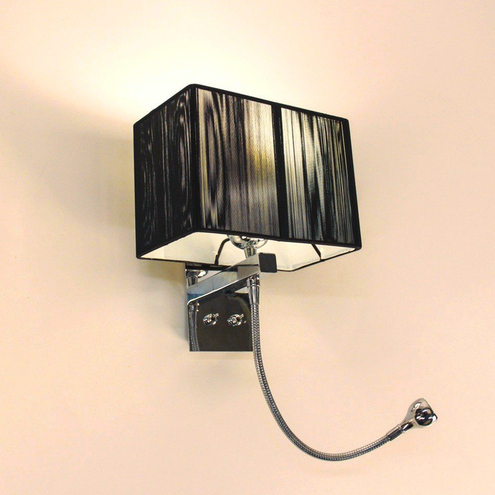 Lesearm Schwarz, Wandleuchte Stoffschirm Twine Wandleuchte und LED s.luce Neutralweiß mit