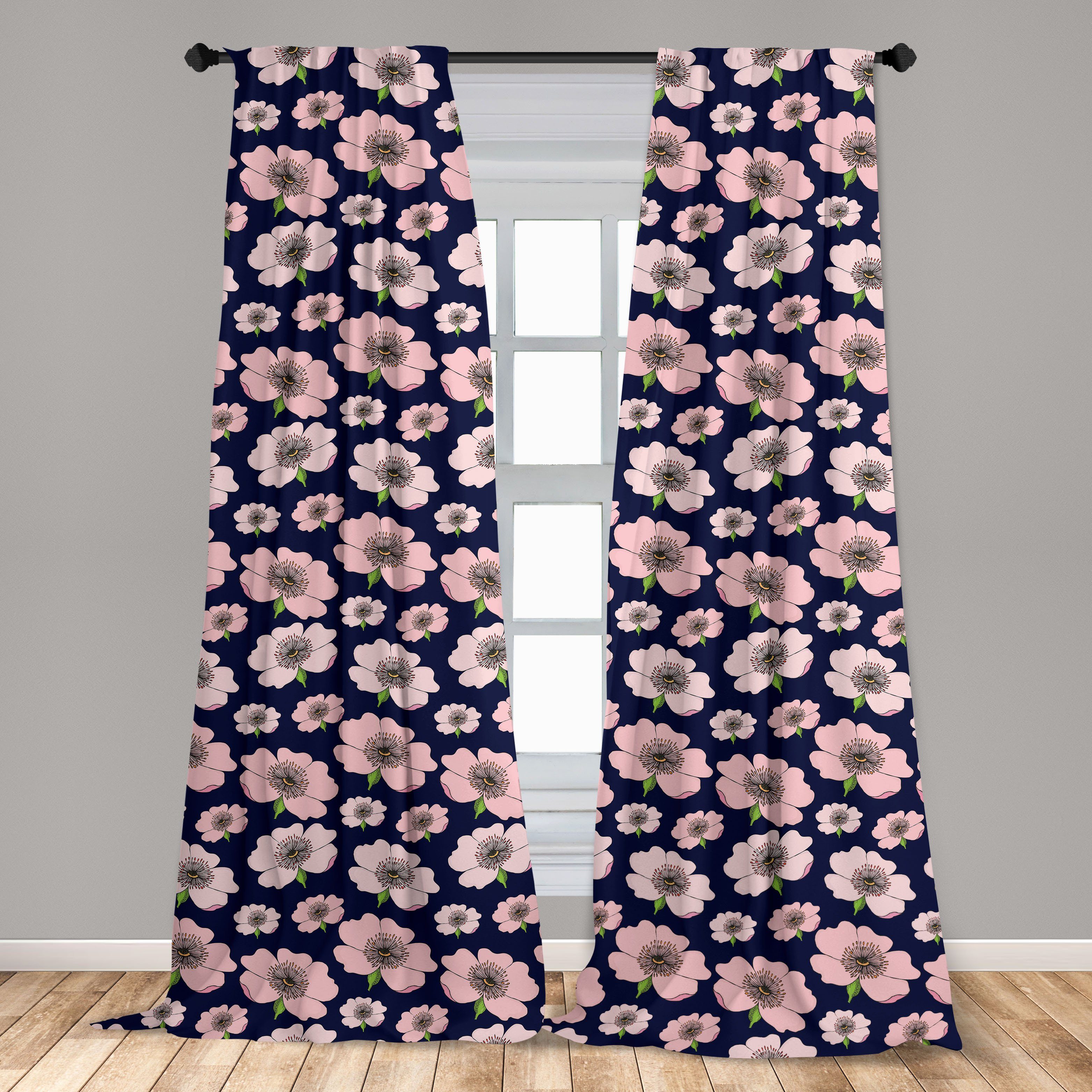 Dekor, Gardine für Pastellrosa-Blume Hund Schlafzimmer Abakuhaus, Wohnzimmer Microfaser, Vorhang Blumen Rose