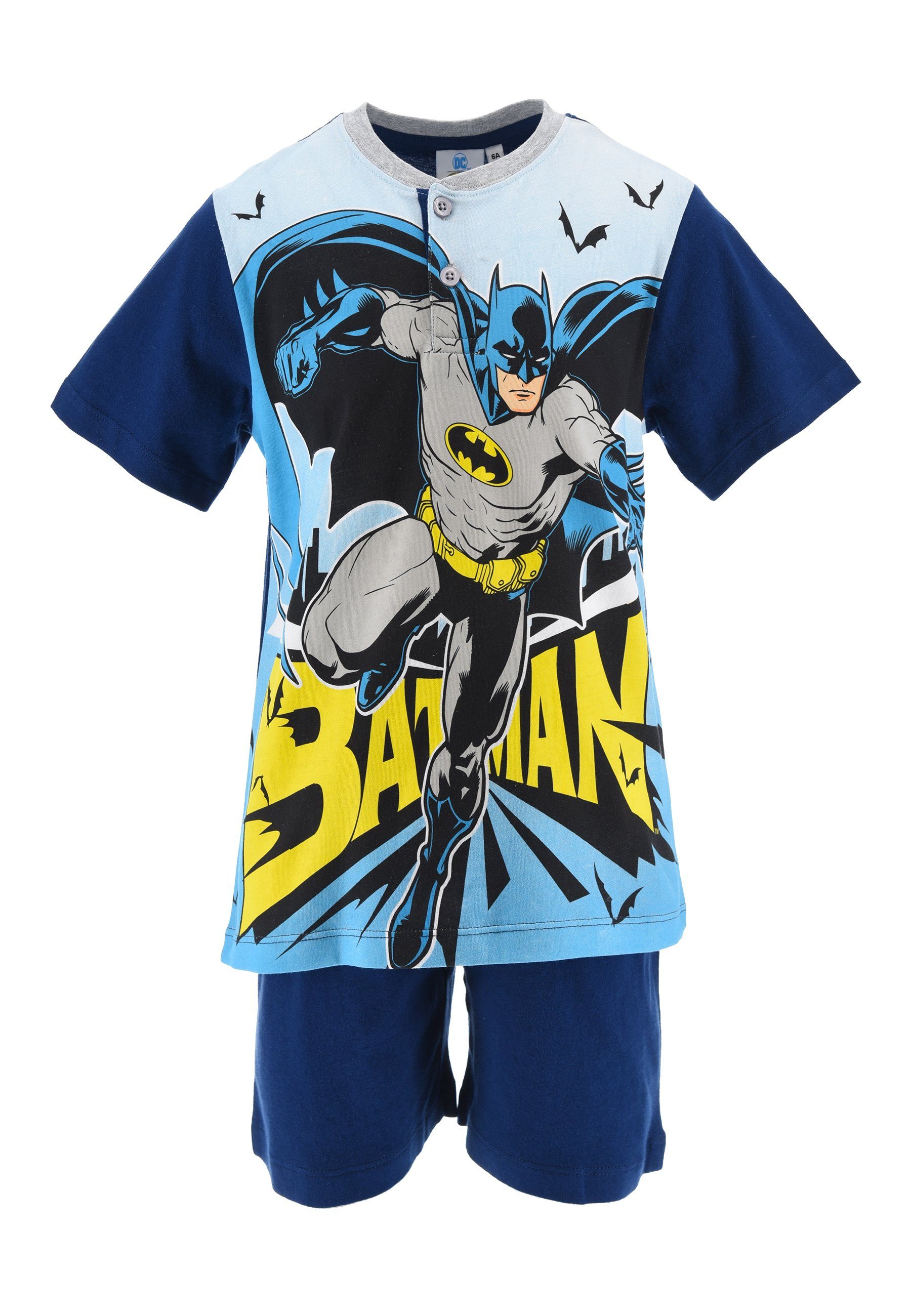 Batman Shorty Dark Knight Kinder Jungen Pyjama Schlaf-Set (2 tlg) Blau