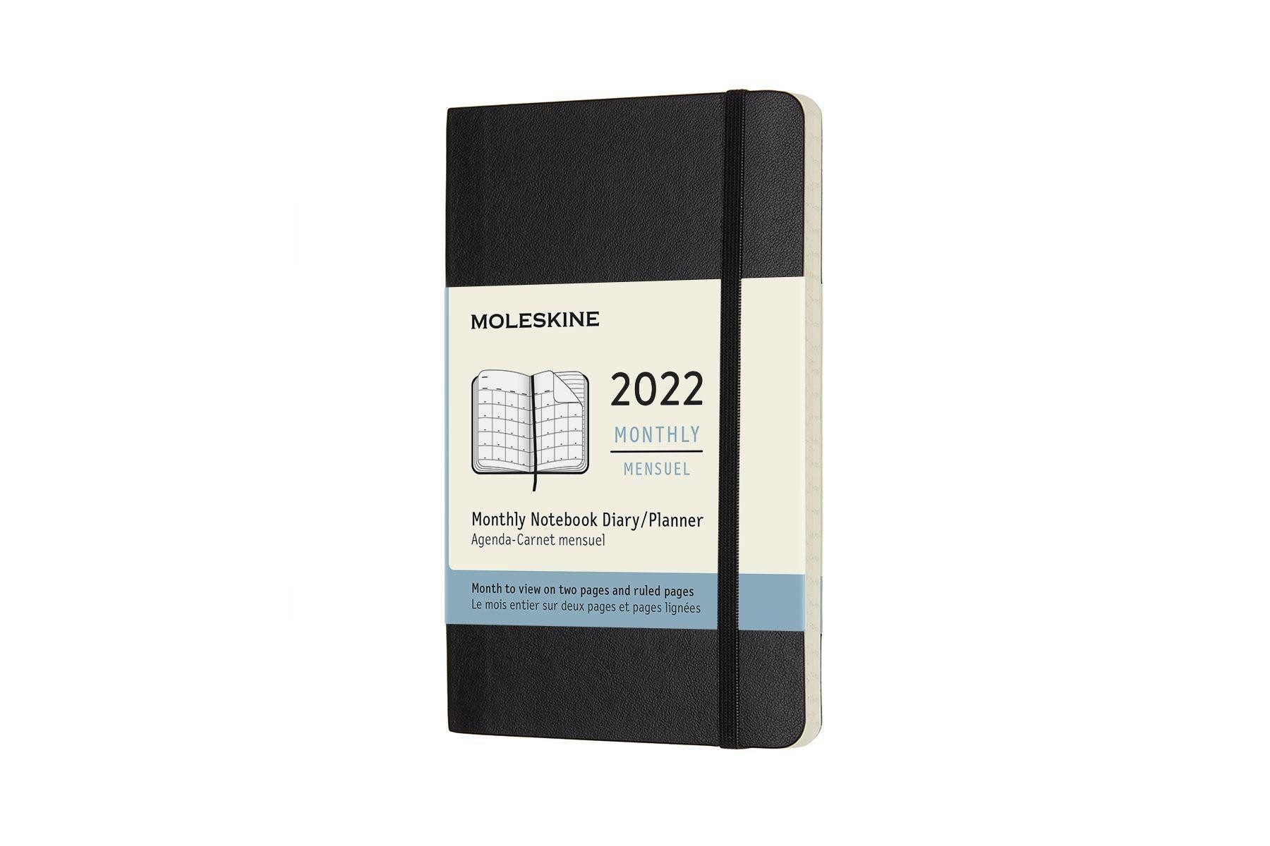 MOLESKINE Terminkalender Moleskine 12 Monate Monats Notizkalender 2022 Pocket/A6, Schwarz