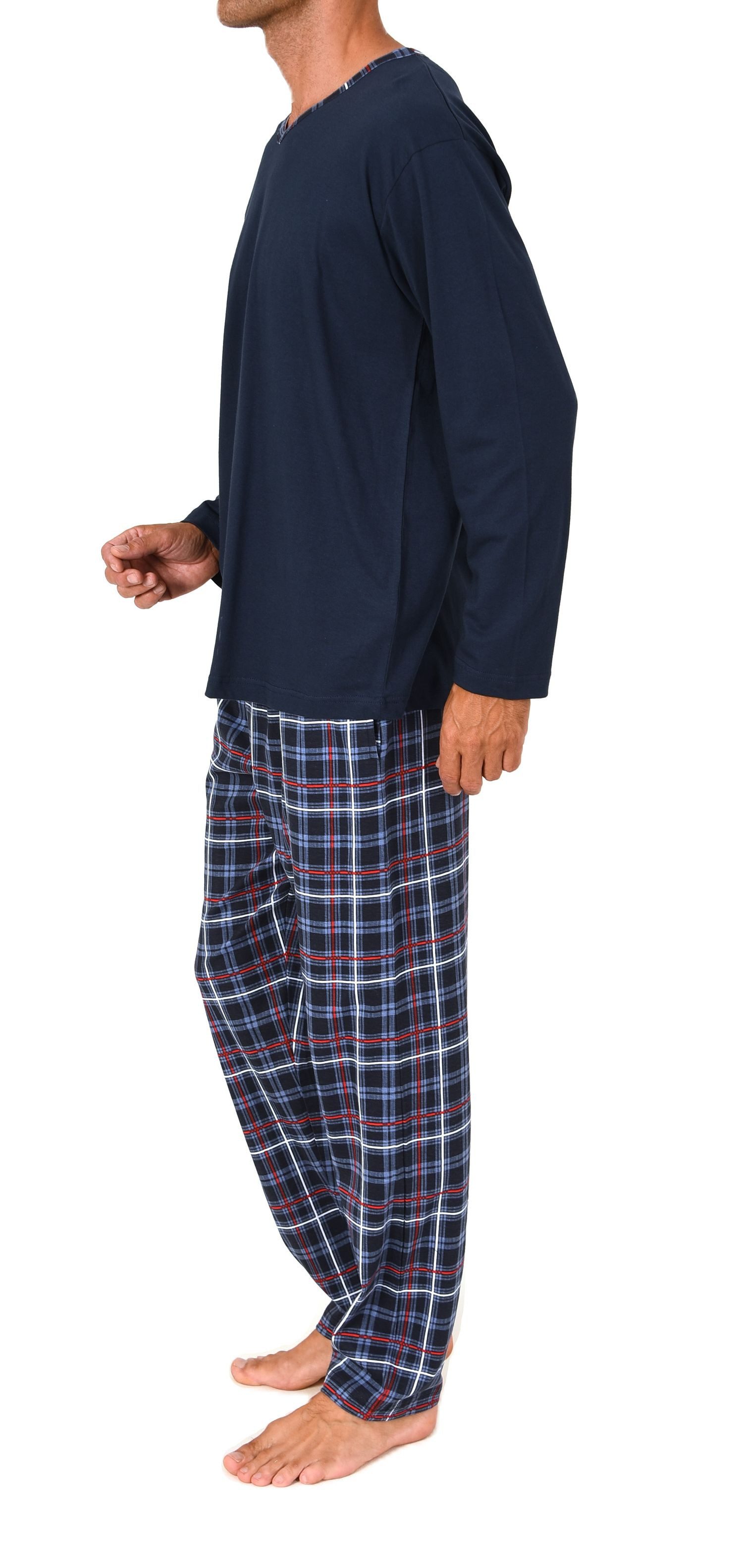 Normann Pyjama Normann Herren Schlafanzug lang mit Karo Hose - auch in Übergrößen