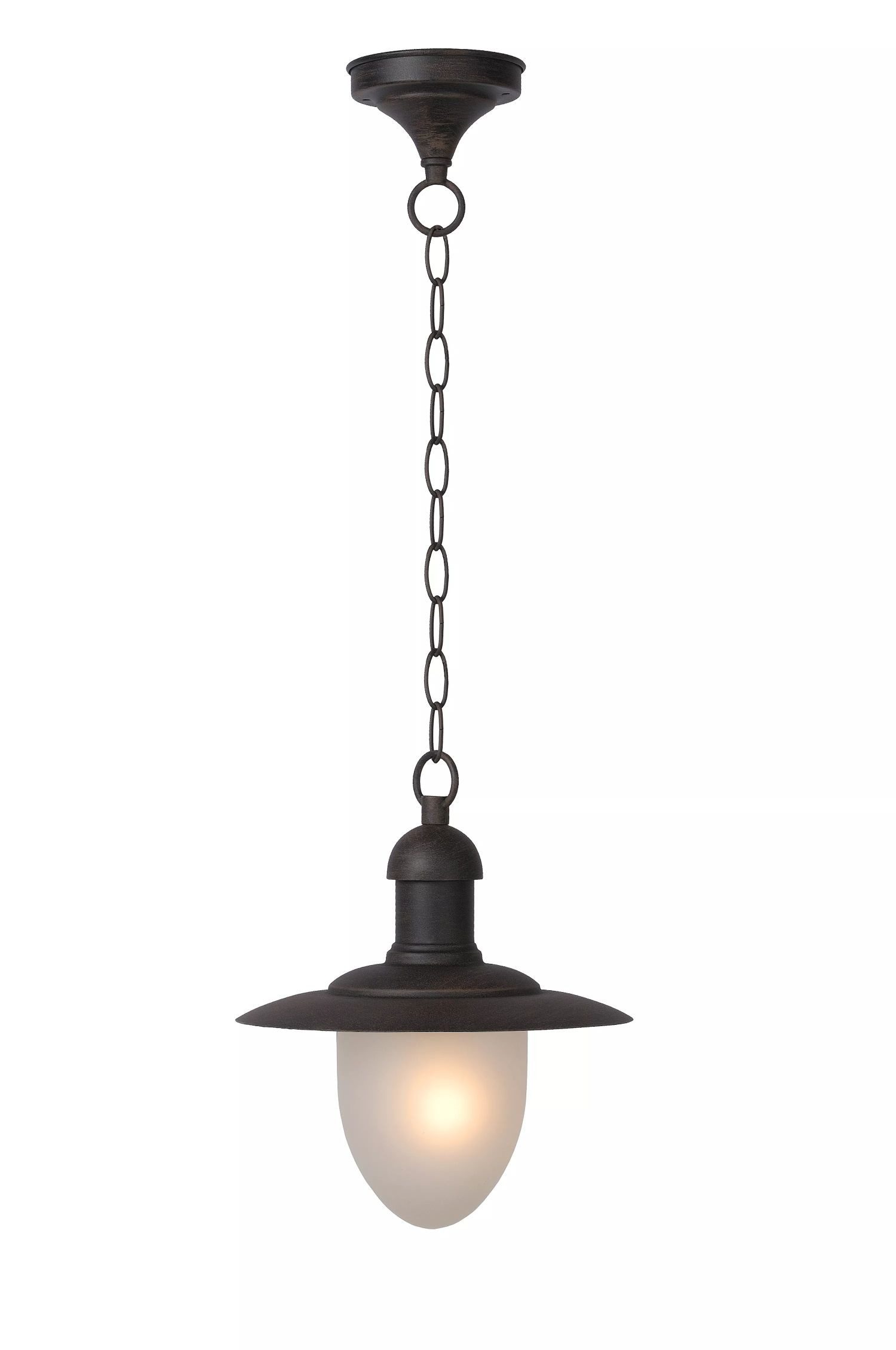 Licht-Erlebnisse Außen-Deckenleuchte SOLU, ohne Leuchtmittel, Glas Metall H: max. 78 cm rund Ø 25 cm IP44 Rostbraun Weiß E27