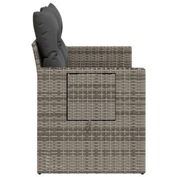 vidaXL Loungesofa Gartensofa 2-Sitzer mit Kissen Grau Poly Rattan