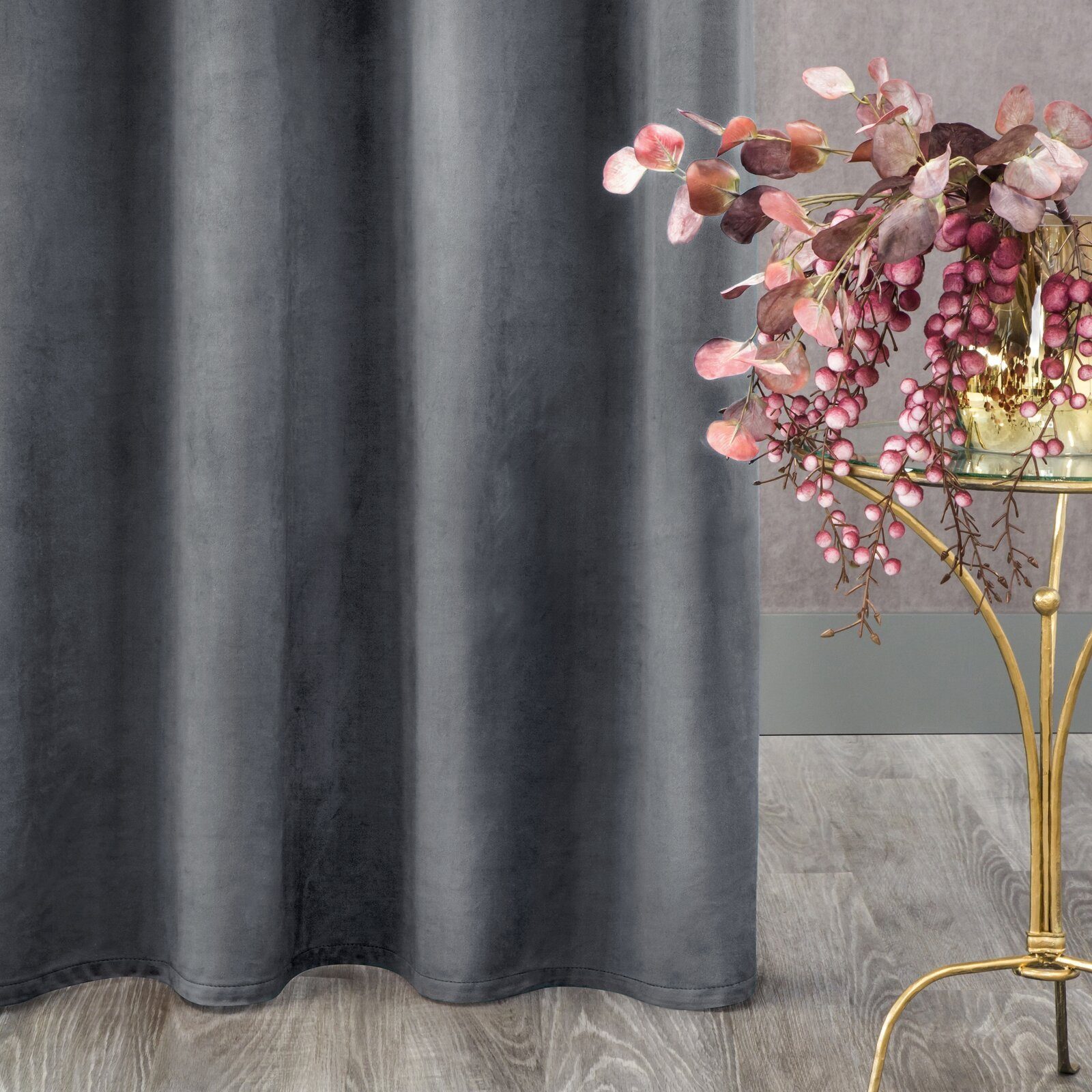 Design91 Vorhang Samtvorhänge 140x270 cm 135x300 cm (1 St), Kräuselband, blickdicht, Samt, Wohnzimmer Tunnelzug