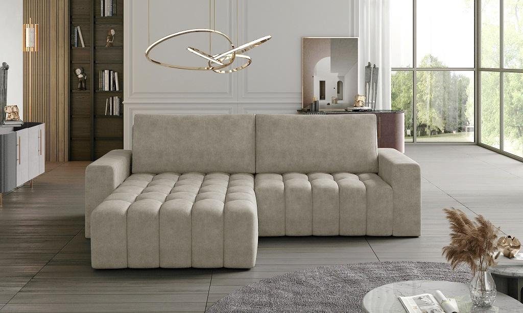 JVmoebel Stoff L Couch Design Grau Made Form Ecksofa in Textil, Beige Europe Couch Ecksofa Polster