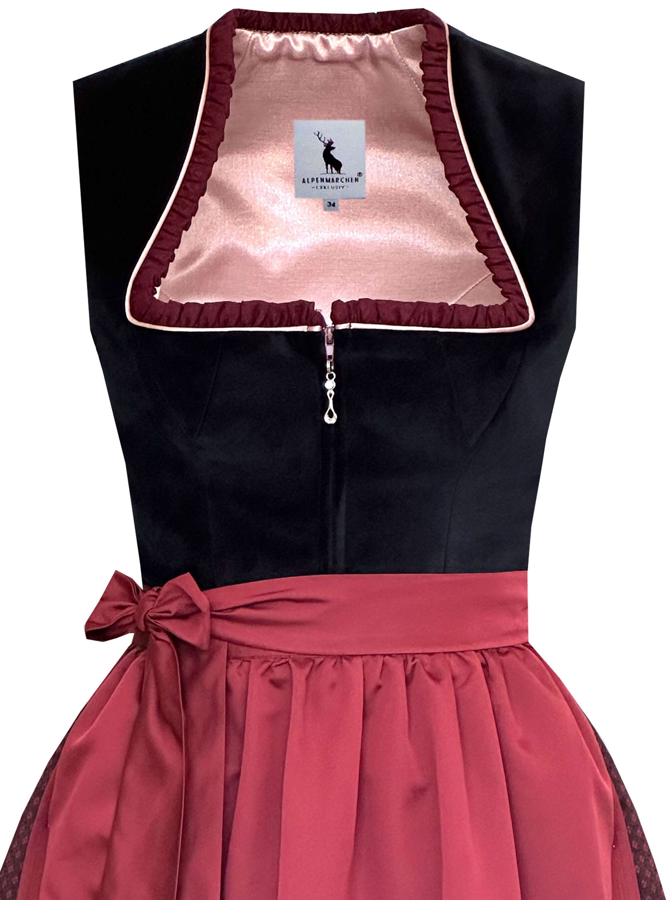 Alpenmärchen Dirndl Dirndl Sibylle in schwarz und kirschrot - ALM1032 günstig online kaufen
