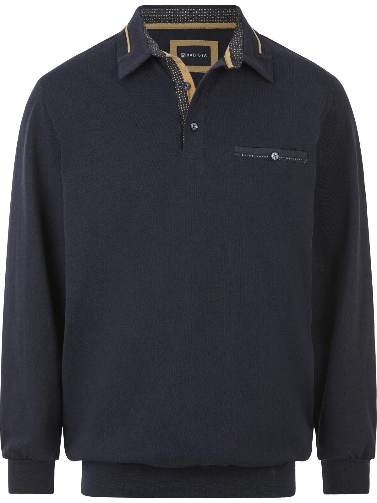 Babista Langarm-Poloshirt DOROCASTI aus reinem Baumwolljersey