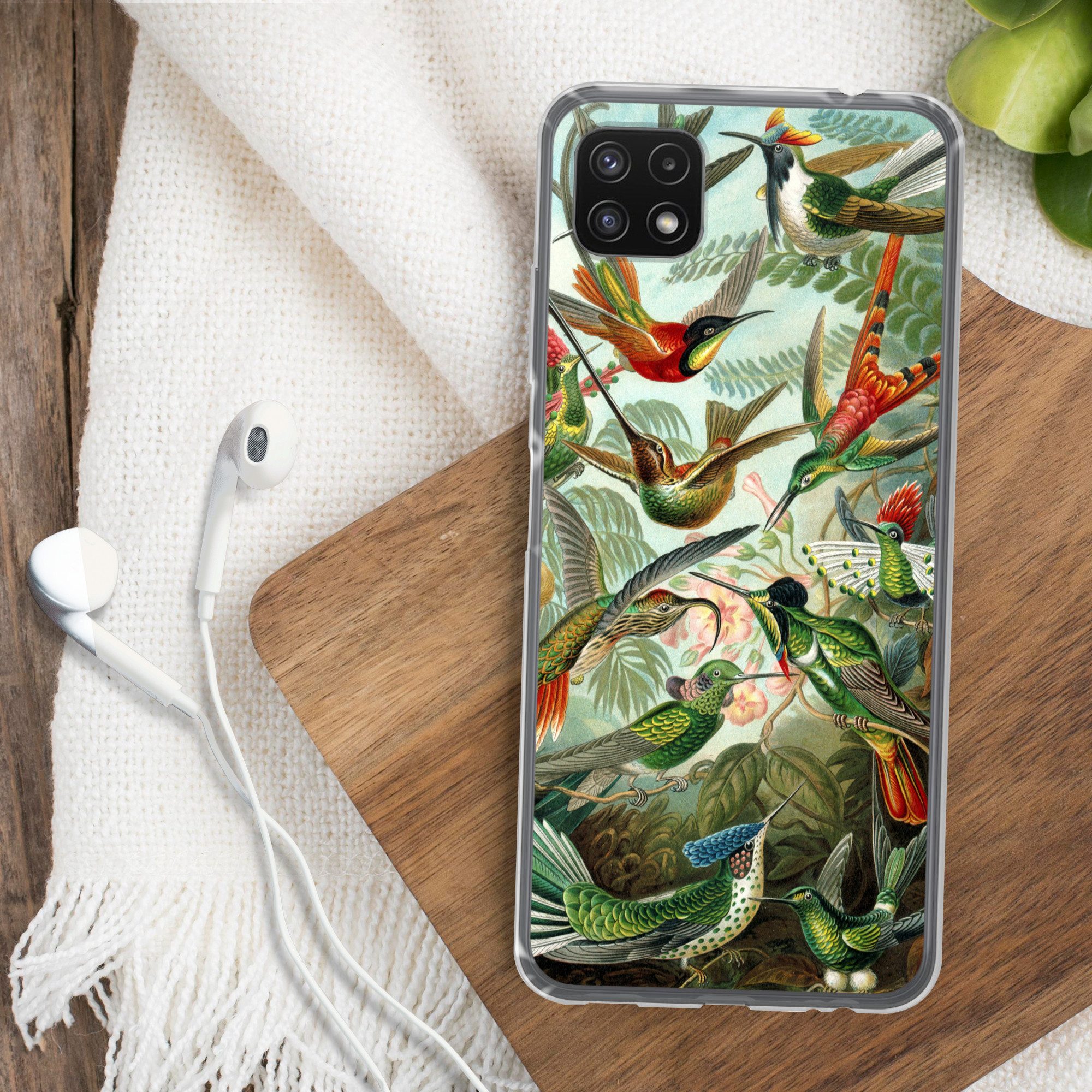 MuchoWow Handyhülle für Samsung Galaxy A22 5G Trochilidae - Alte Meister - Kunst, Smartphone-Bumper, Print, Handy Schutzhülle Dünn