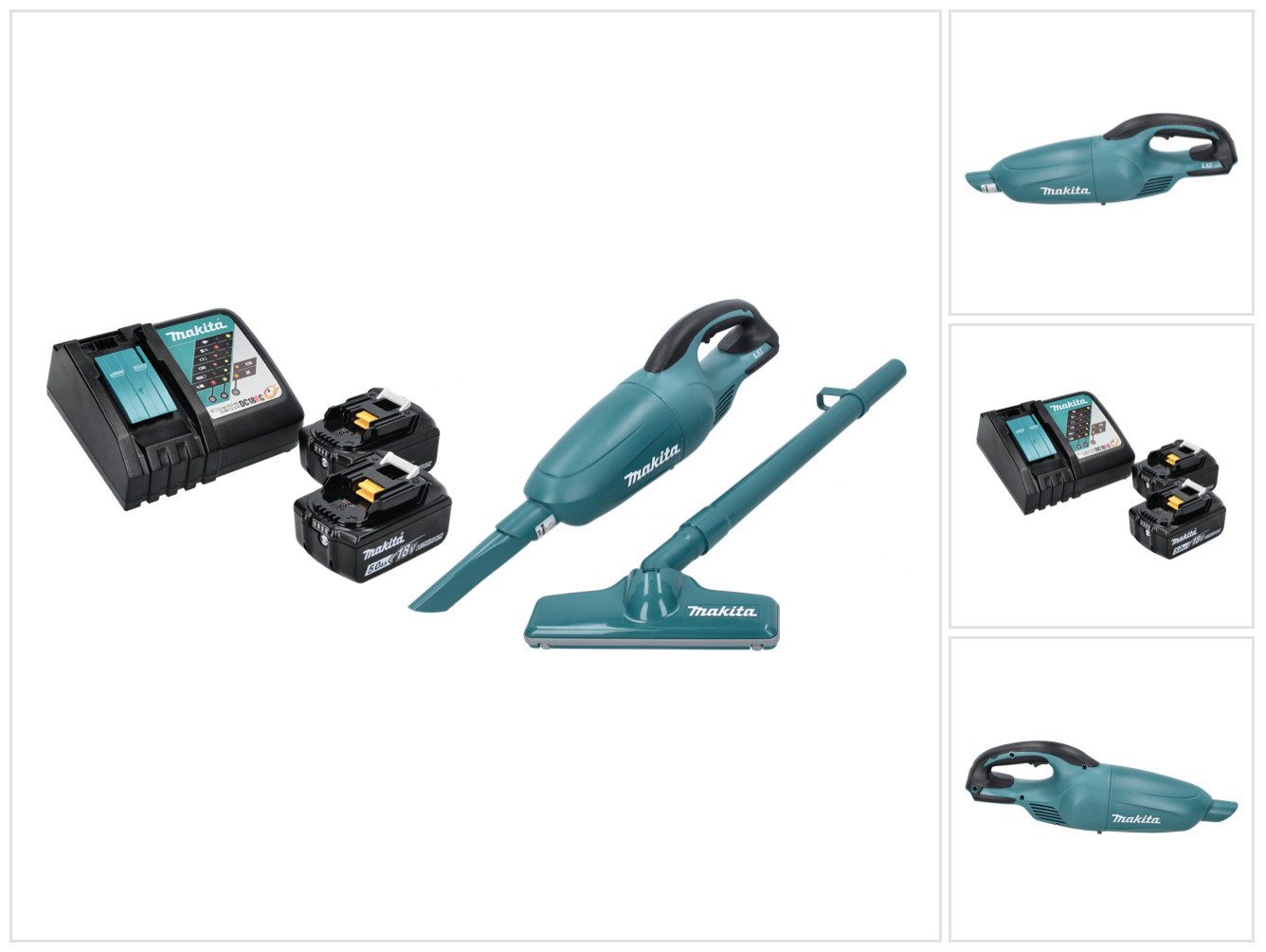 Makita Akku-Handstaubsauger DCL 180 RT Akku Staubsauger 18 V Grün + 2x Akku 5,0 Ah + Ladegerät