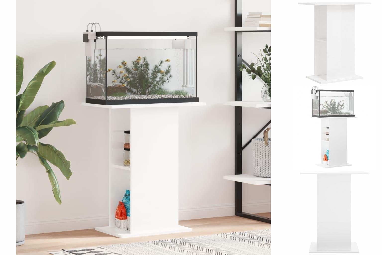 vidaXL Aquariumunterschrank Aquariumständer Hochglanz-Weiß 60,5x36x72,5 cm Holzwerkstoff Aquarium