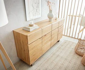 DELIFE Sideboard Live-Edge, 170 cm Eiche 4 Türen 4 Schübe Sideboard