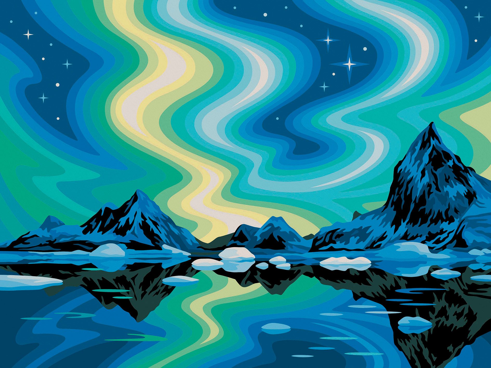 Ravensburger Malen nach Zahlen CreArt, Leinwand Nordlichter, Made in Europe günstig online kaufen