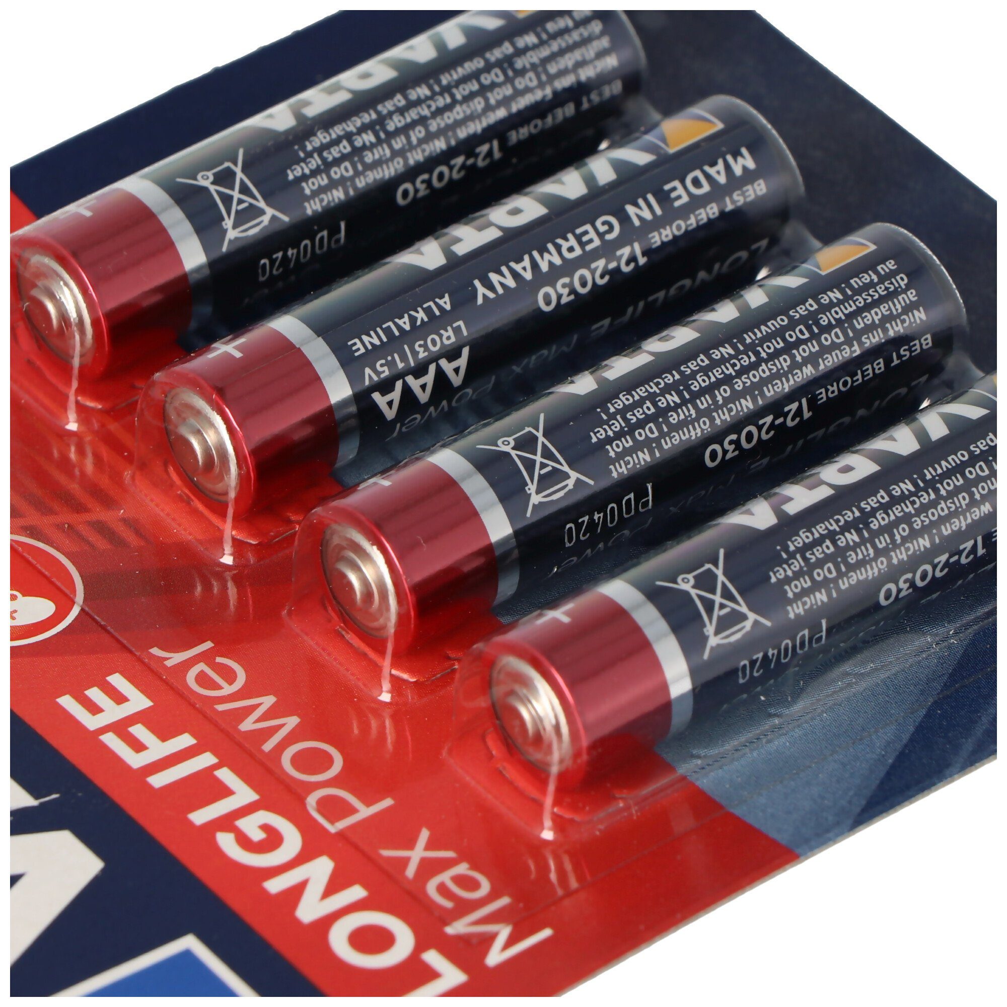Batterie, 4- Max-Tech) Varta Batterien 4703 AAA Micro (1,5 Max V) VARTA Power Longlife (ehem.