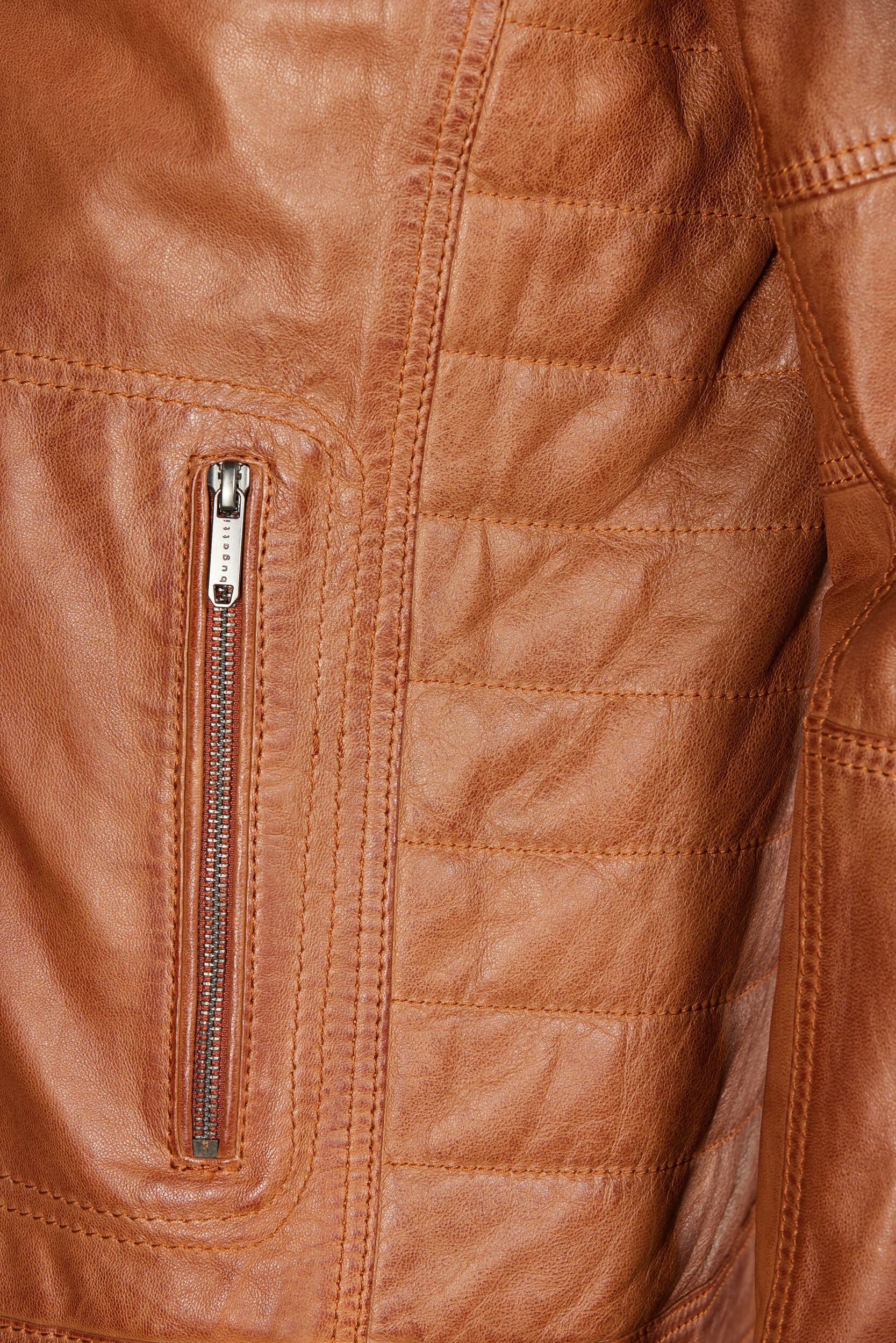 bugatti Lederjacke BUFIDELIO (1-St) mit Ziernähten und Reißverschlusstaschen – Bild 4 von 5