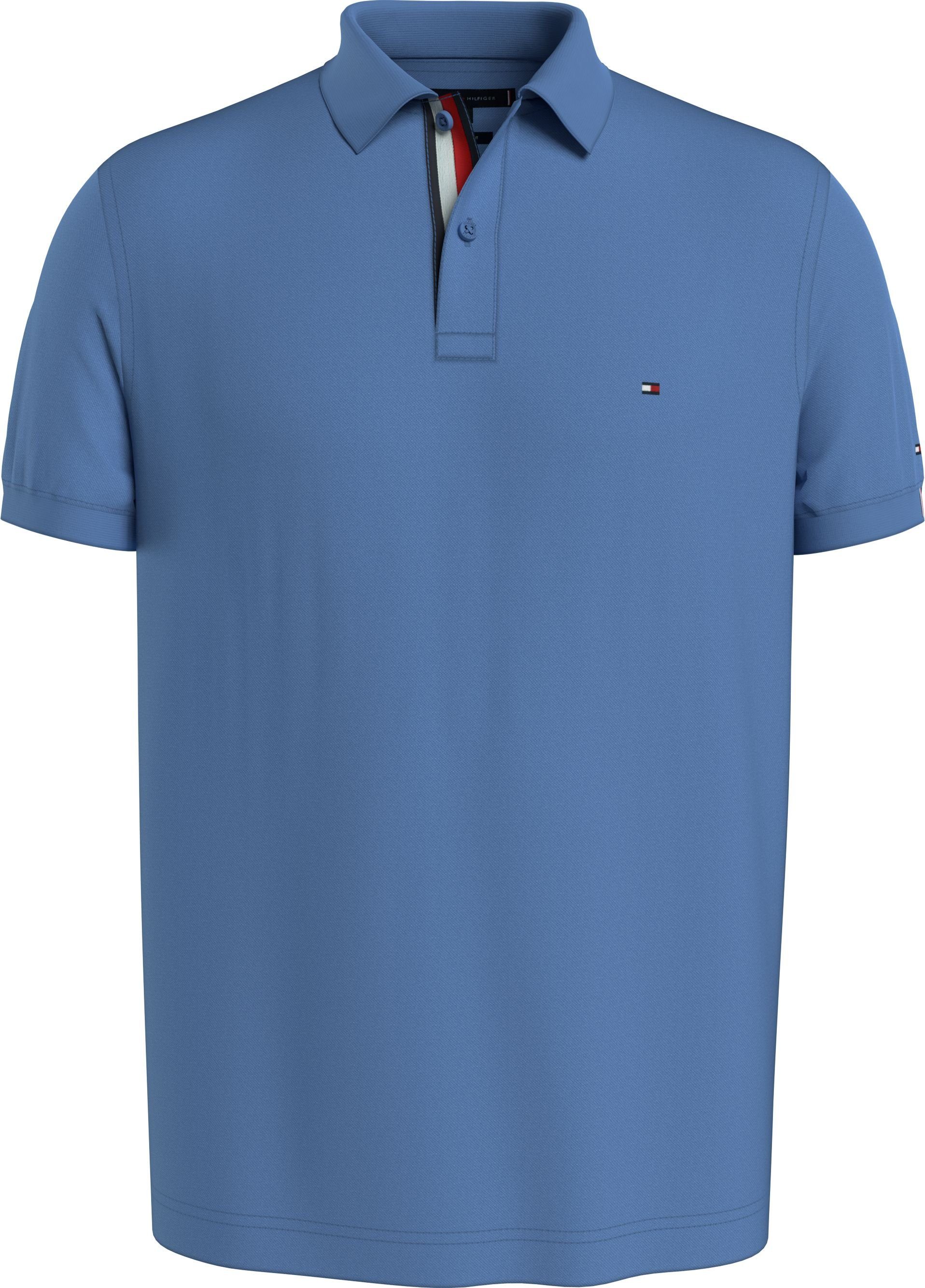 Tommy Hilfiger Kragen Poloshirt TAPE mit REGULAR am POLO Logotape mittelblau PLACKET RWB