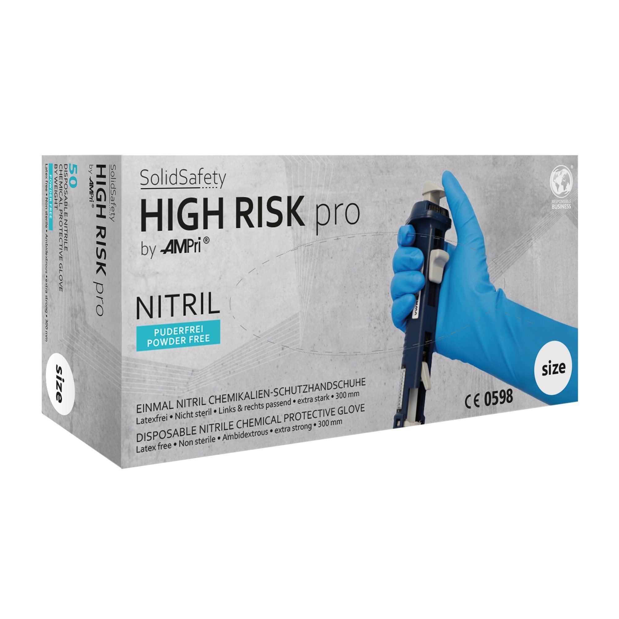 AMPri Nitril-Handschuhe SolidSafety High Risk Pro - Nitril-Schutzhandschuh (50-St)