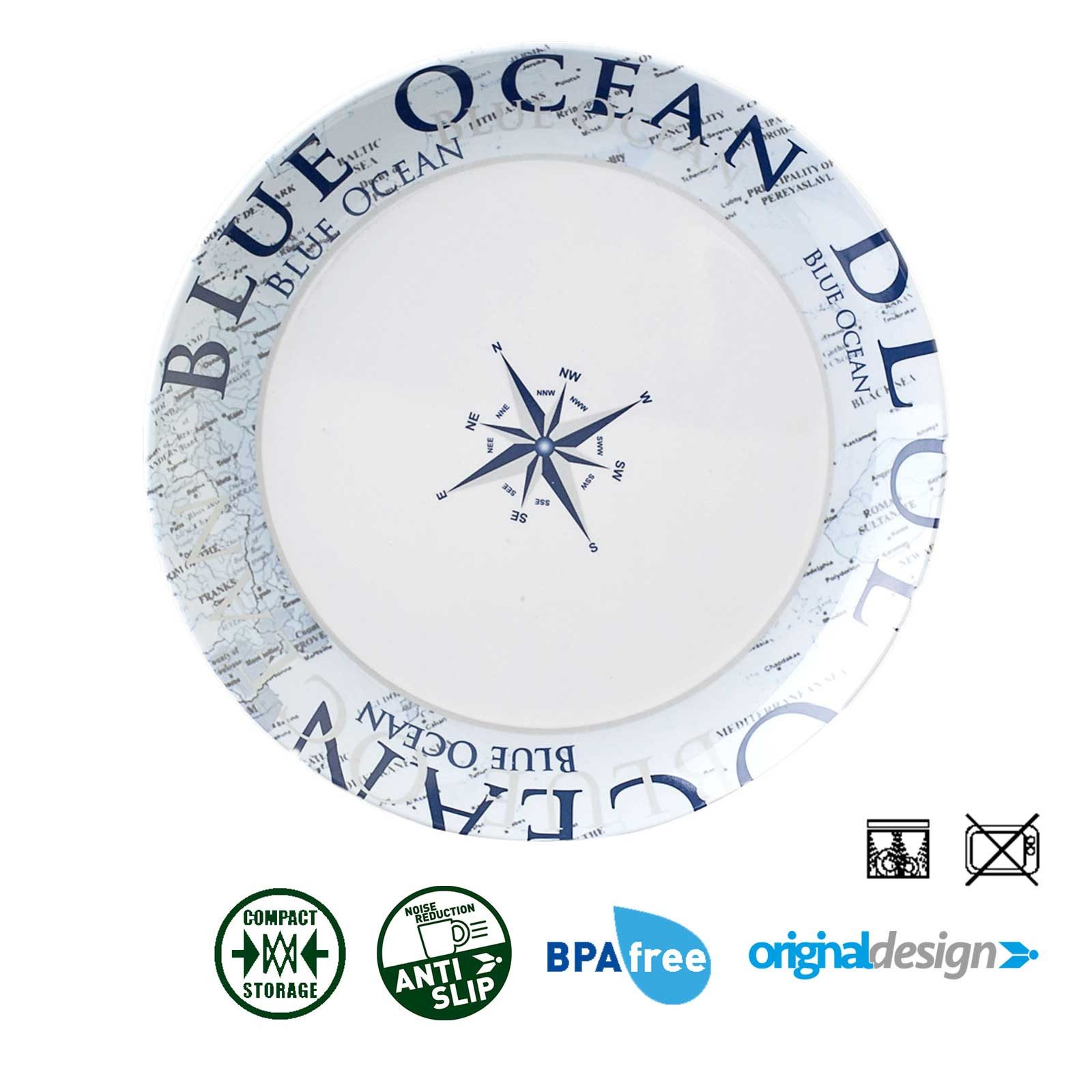 BRUNNER Geschirr-Set BRUNNER Melamin Campinggeschirr Set BLUE OCEAN (8, 12, 16, 36-Teile) (8-tlg)
