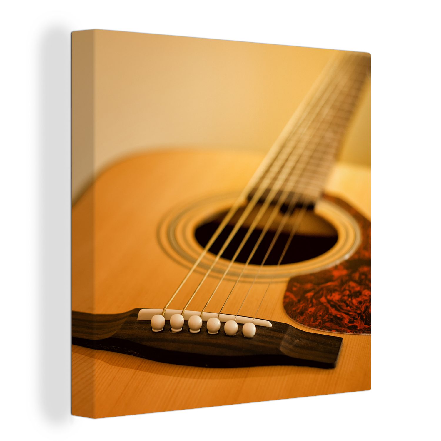 OneMillionCanvasses® Leinwandbild Gekippte Ansicht einer akustischen Gitarre, (1 St), Leinwand Bilder für Wohnzimmer Schlafzimmer
