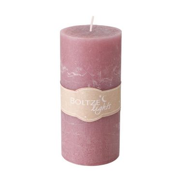 BOLTZE Stumpenkerze Basic rosa 7x15cm, Kerze Wachskerze, 1 Stück zufällige Farbe