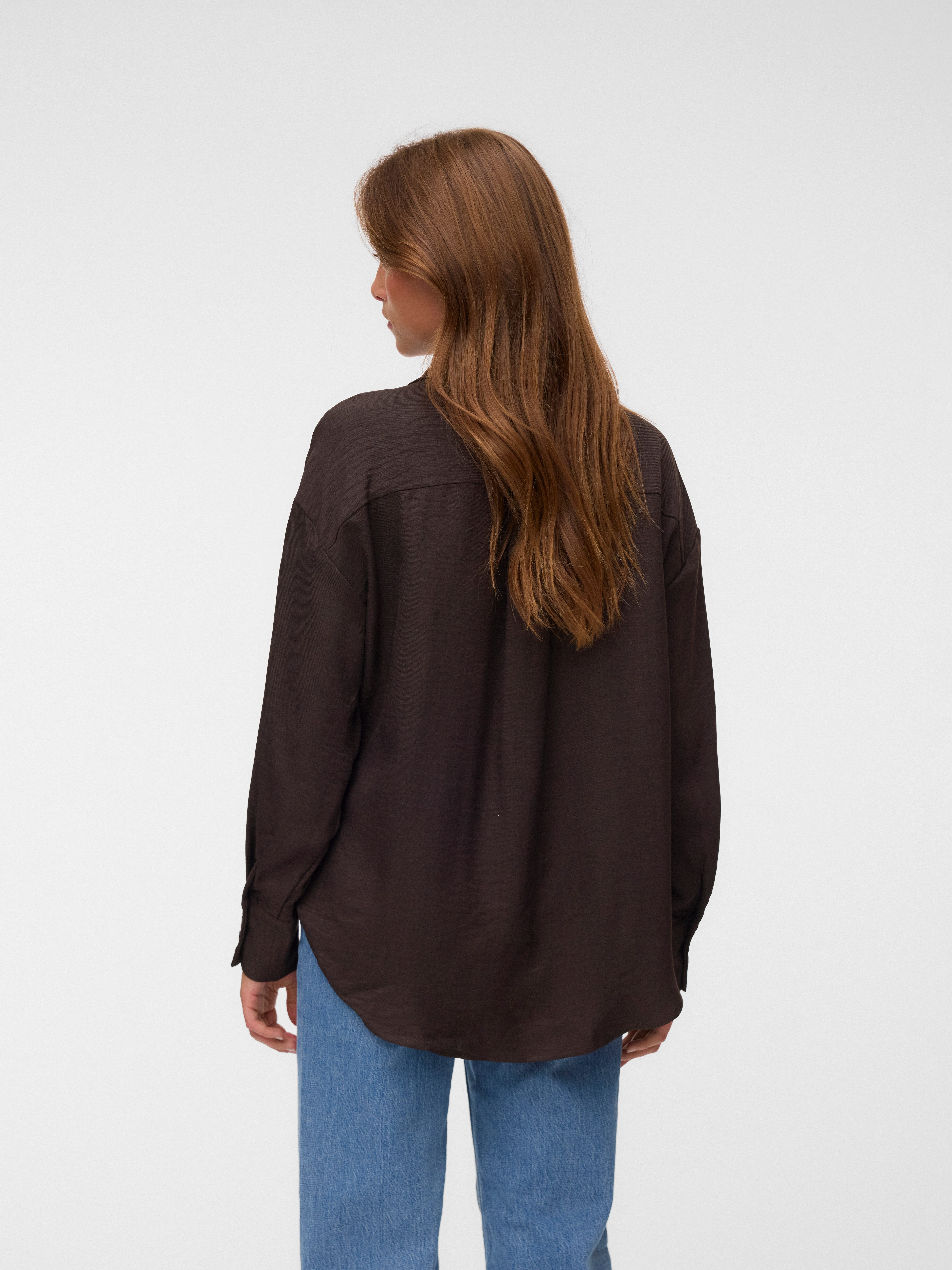 Vero Moda Langarmbluse VMMELANEY QUEENY LS SHIRT WVN NOOS Kunstfaser, loose fit