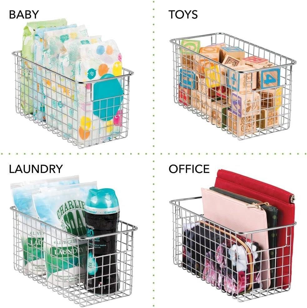 mDesign Badaccessoire-Set Badkorb Set 4 Stück chrom Aufbewahrungsbox Regalkorb Badezimmer Box
