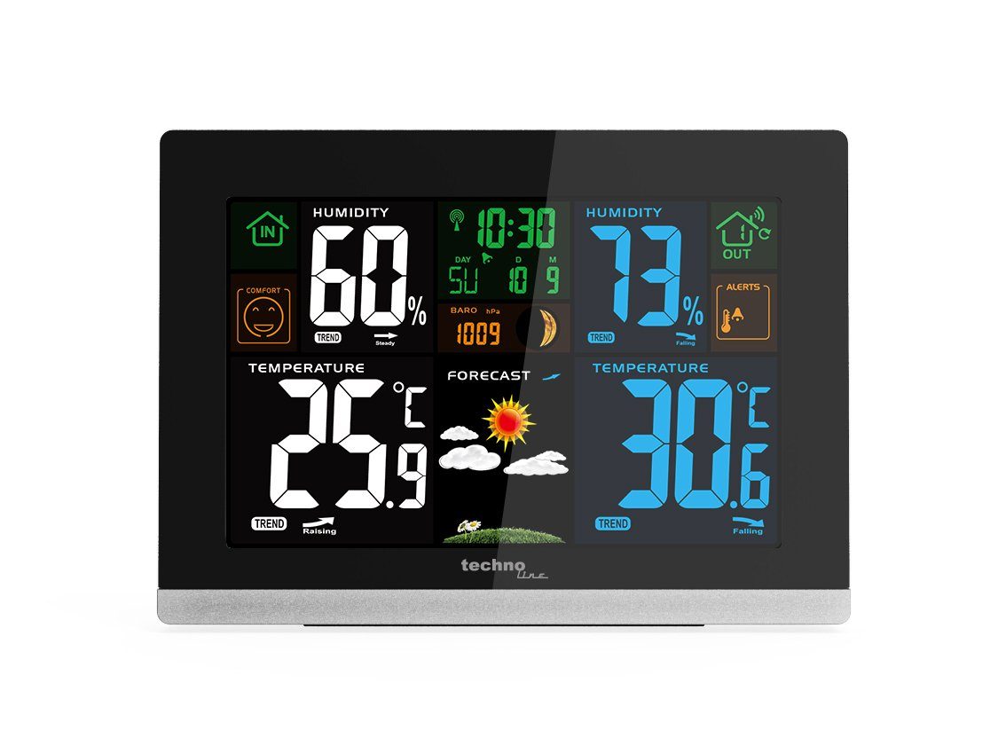 farbige Außensender, 6462 (inklusive mit Außentemperatur- Wettervorhersage Frostalarm) Wetterstation technoline und WS