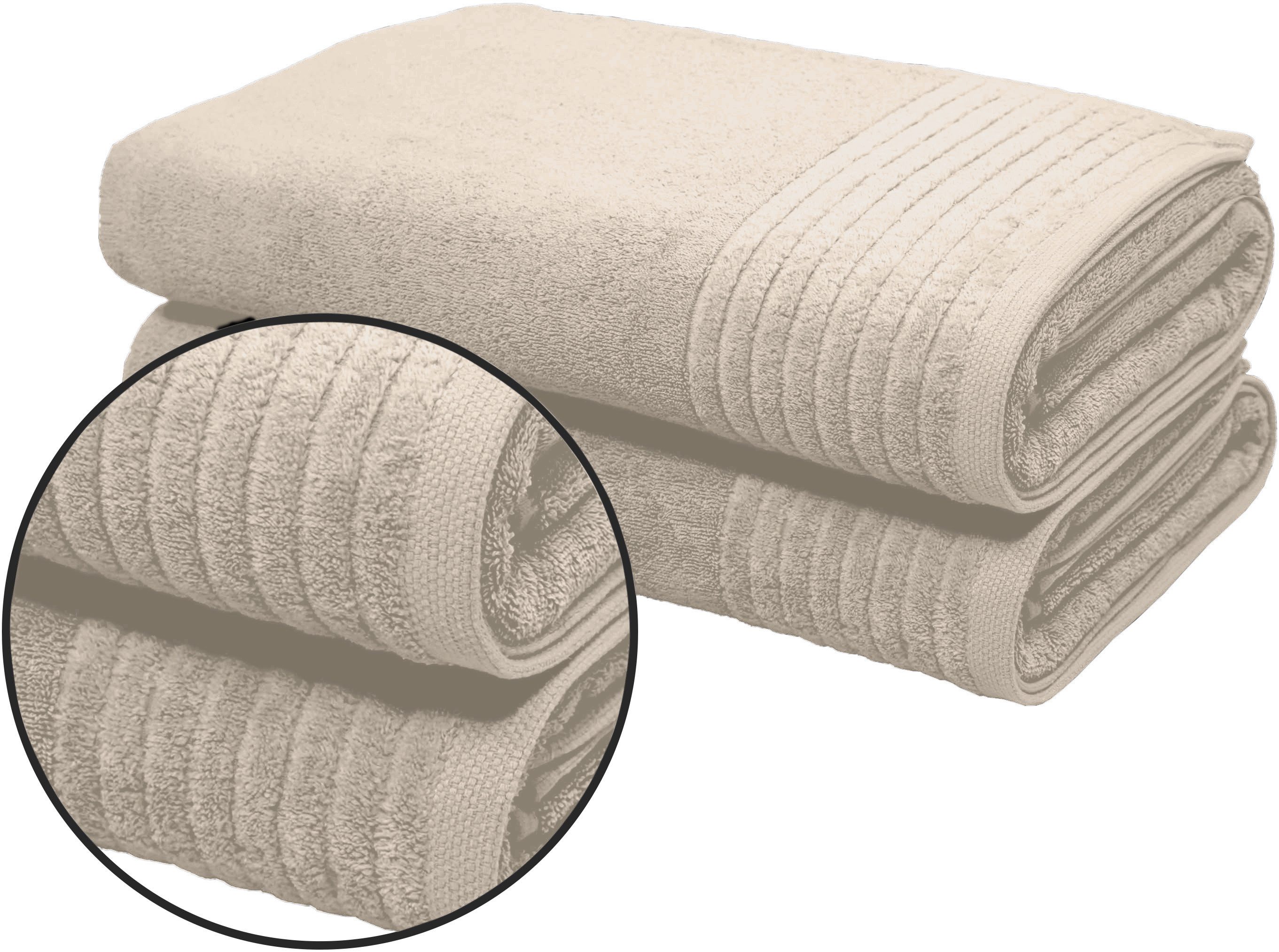 OTTO home Saunatuch Sanremo Premium, Premium Handtücher, 600 gr/m², 80x200cm, Frottier (Set, 2-St), Bordüre, einfarbig, flauschig, weich, dicke Qualität, 5 Jahre Garantie