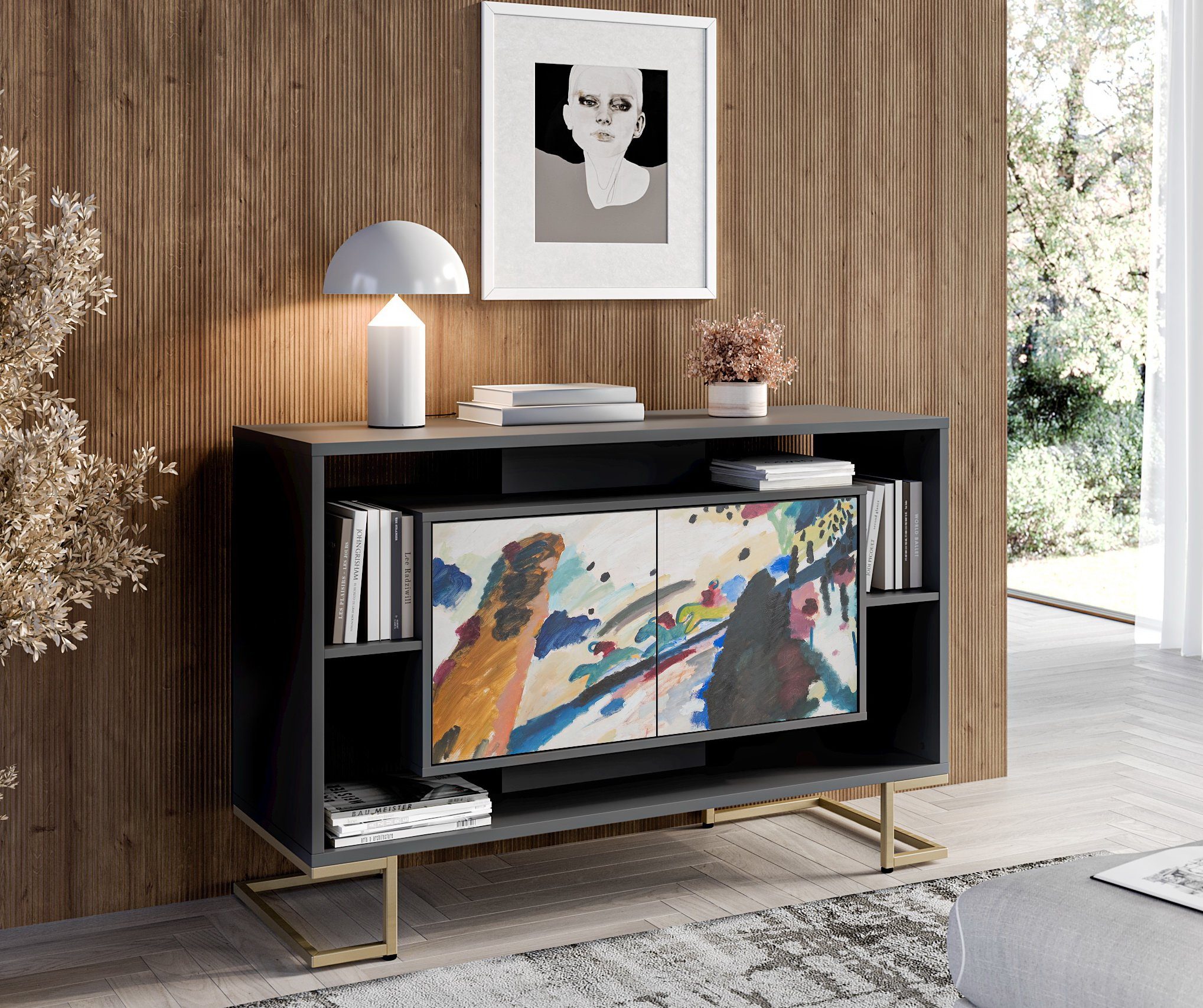 Swema Kommode Kandinsky Gold der serie „Kunst im Innenraum“ Push-to-open-Funktion
