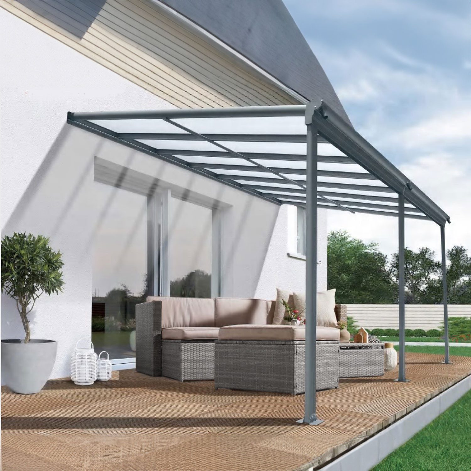 osoltus Anbaudach osoltus Alu Terrassenüberdachung Terrassendach Veranda gr günstig online kaufen