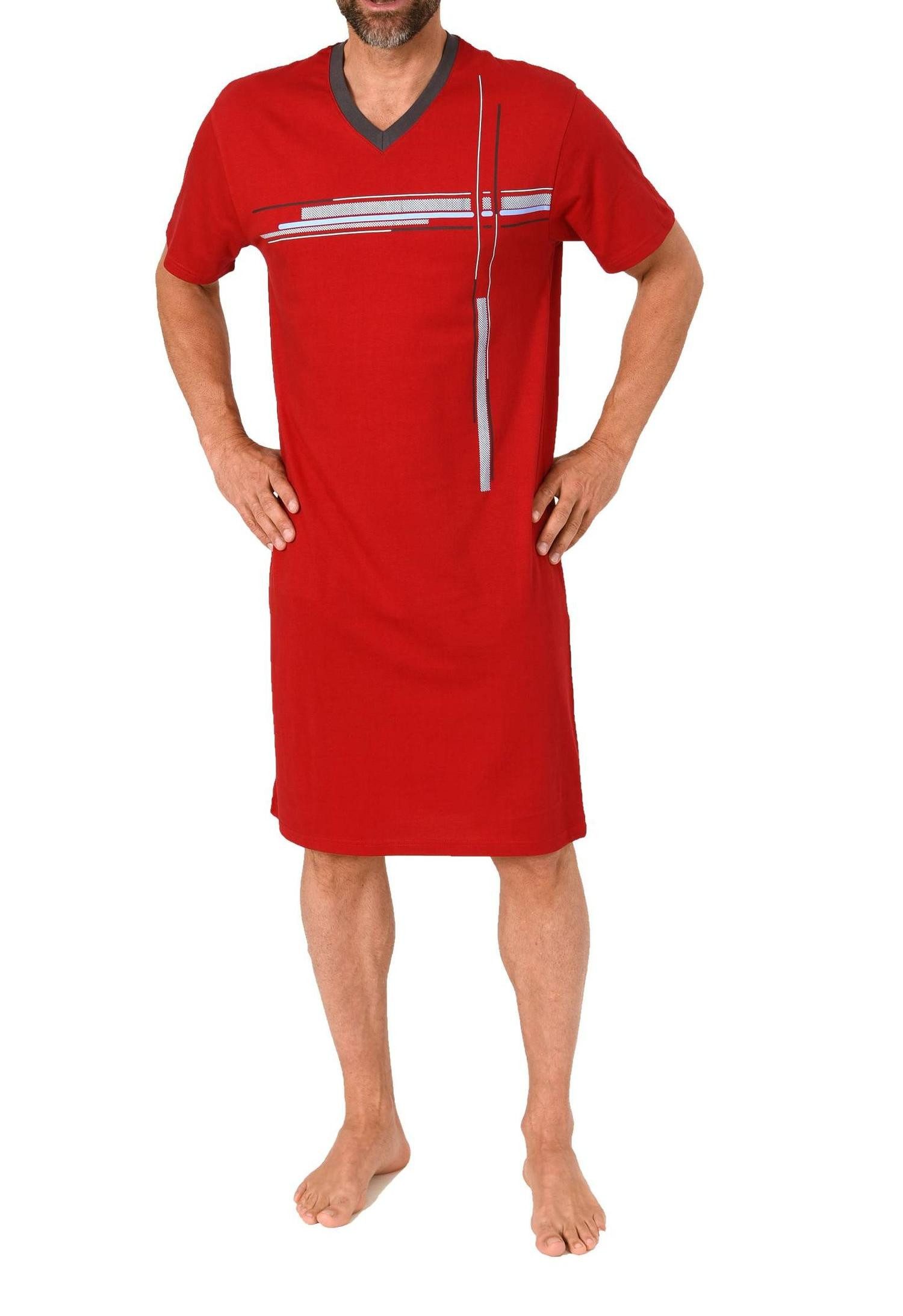 Normann Pyjama Normann Herren kurzarm Nachthemd mit eleganten Frontprint günstig online kaufen