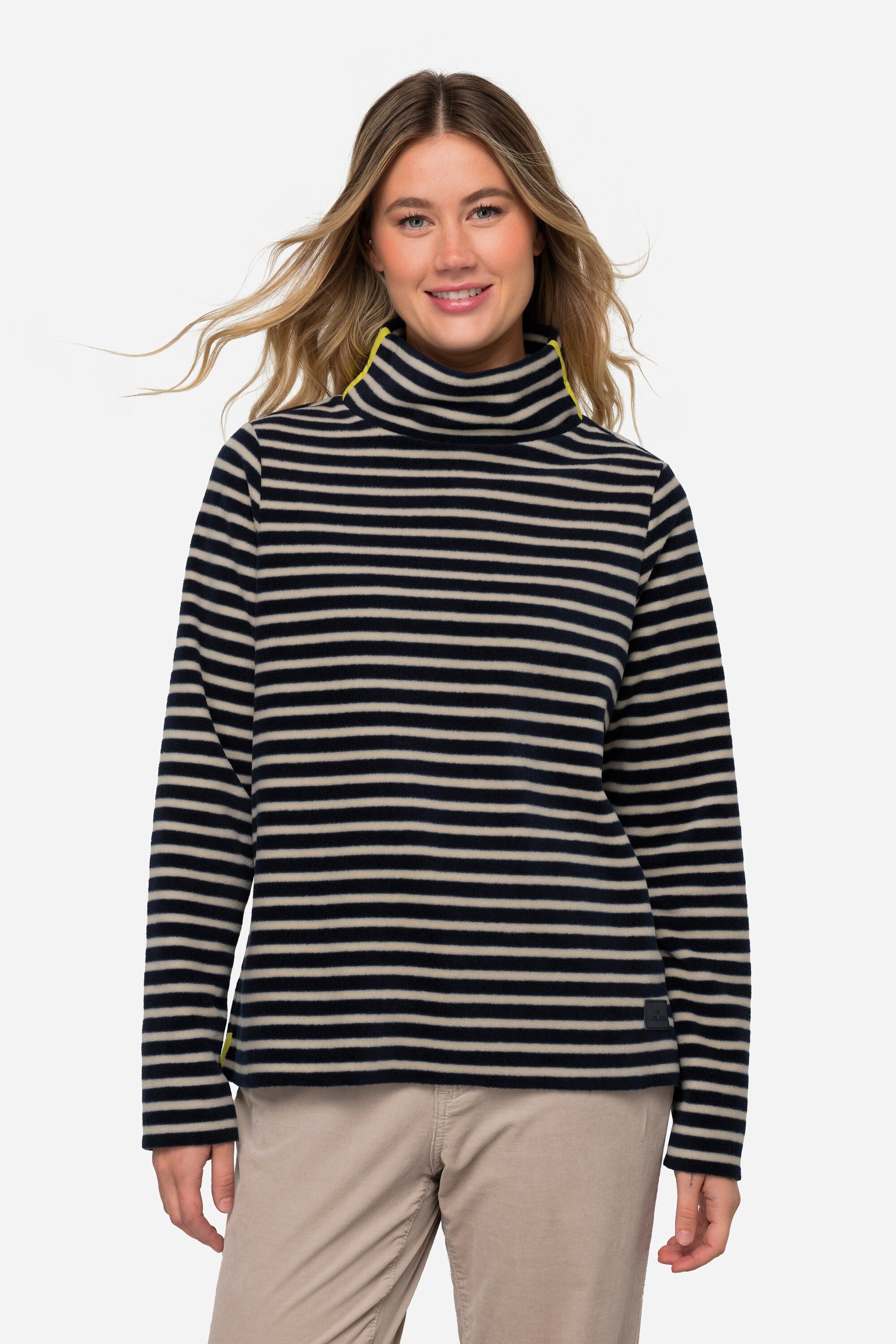 Laurasøn Sweatshirt Pullover geringelter Fleece Stehkragen günstig online kaufen