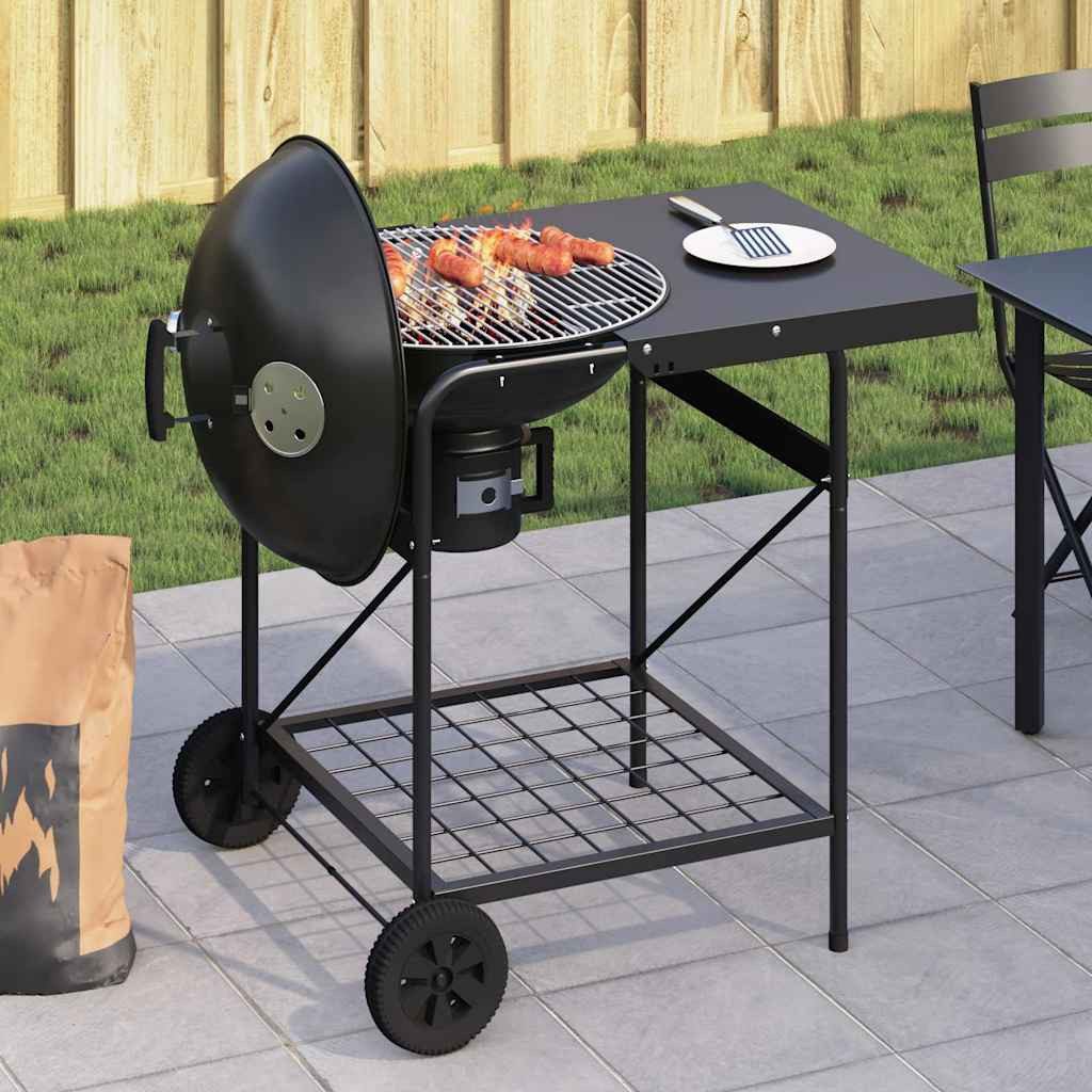 vidaXL Grillkamin Outdoor Grill Mit Rad Schwarz 91 x 71 x 107 cm Metall
