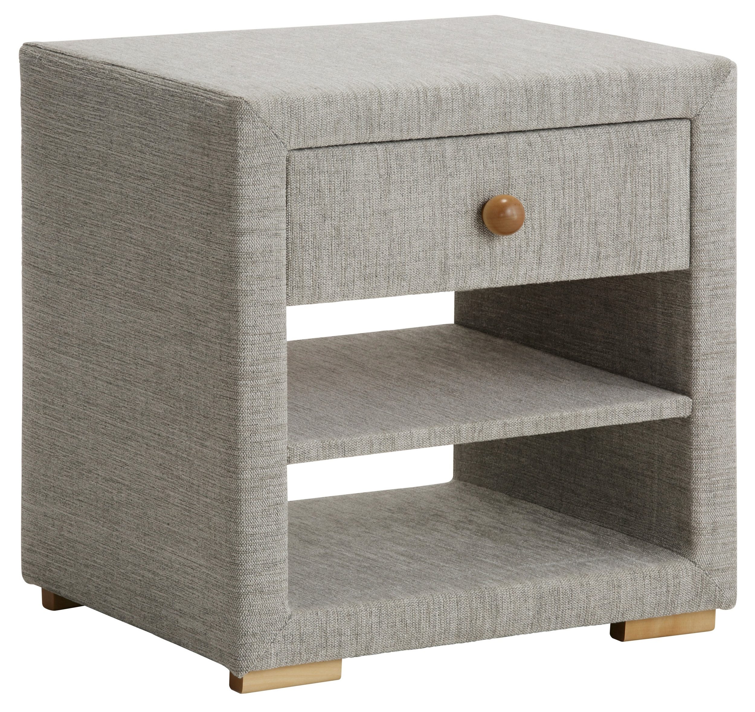Nachttisch für Boxspringbett in Webstoff mit Holz