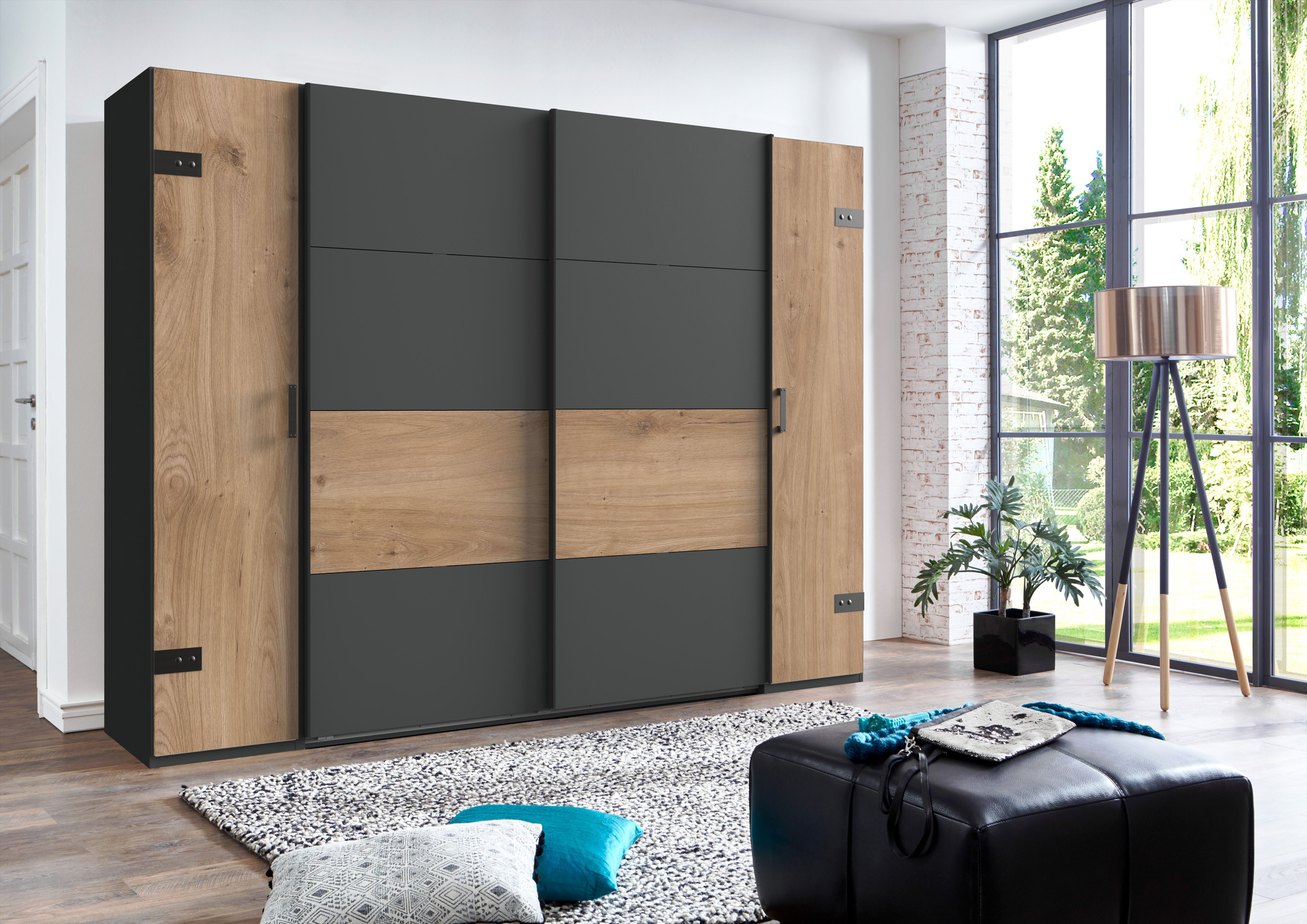 Wimex Kleiderschrank Stockholm, rustikale Optik im Industrial Design, Made in Germany 270x65x210cm, viel Stauraum durch 2 Kleiderstangen und 10 Einlegeböden