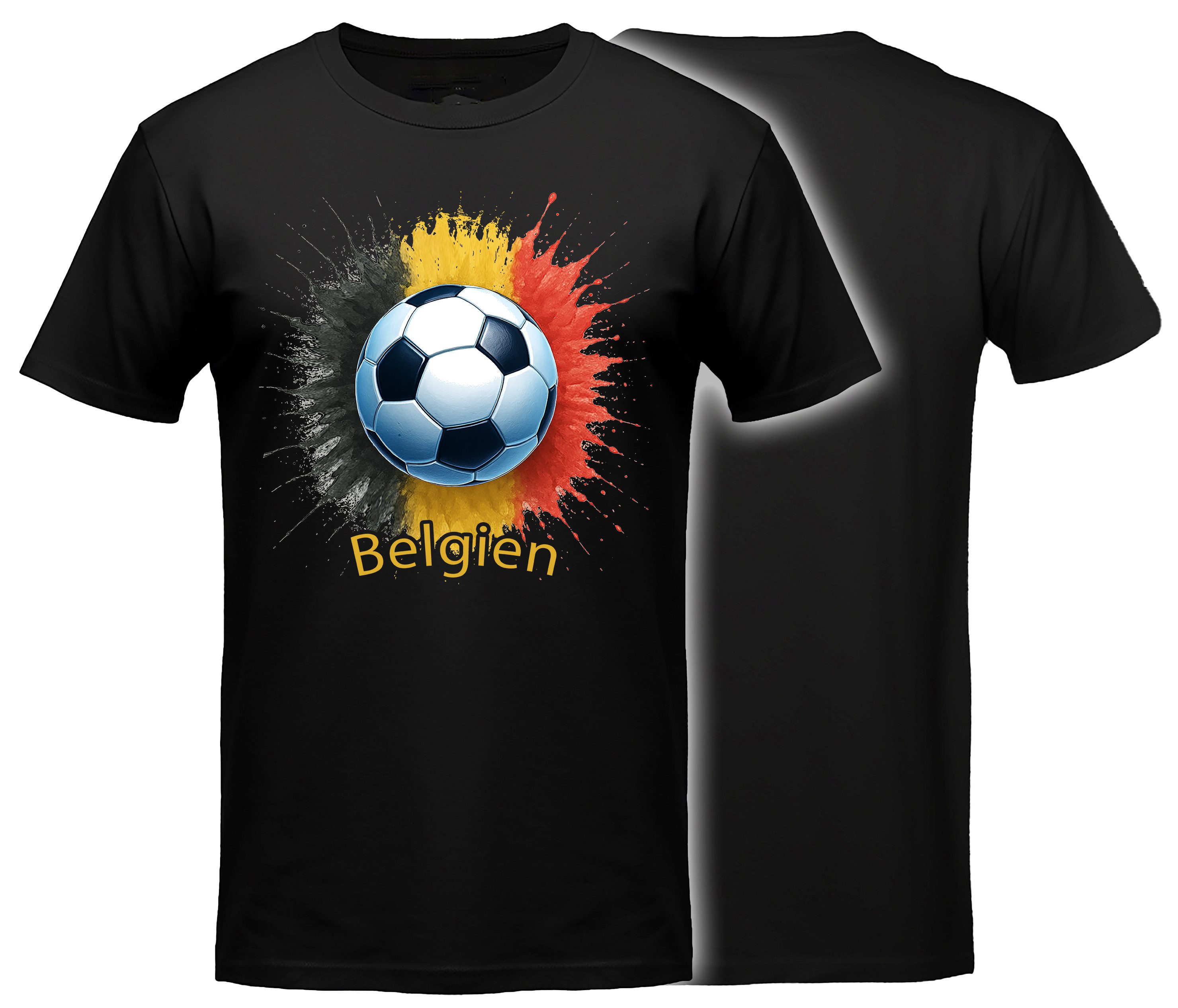 MyDesign24 T-Shirt Fussball Shirt - WM T-Shirt schwarz Herren und Damen Fussball kurzarm Belgien Fan-Shirt i671
